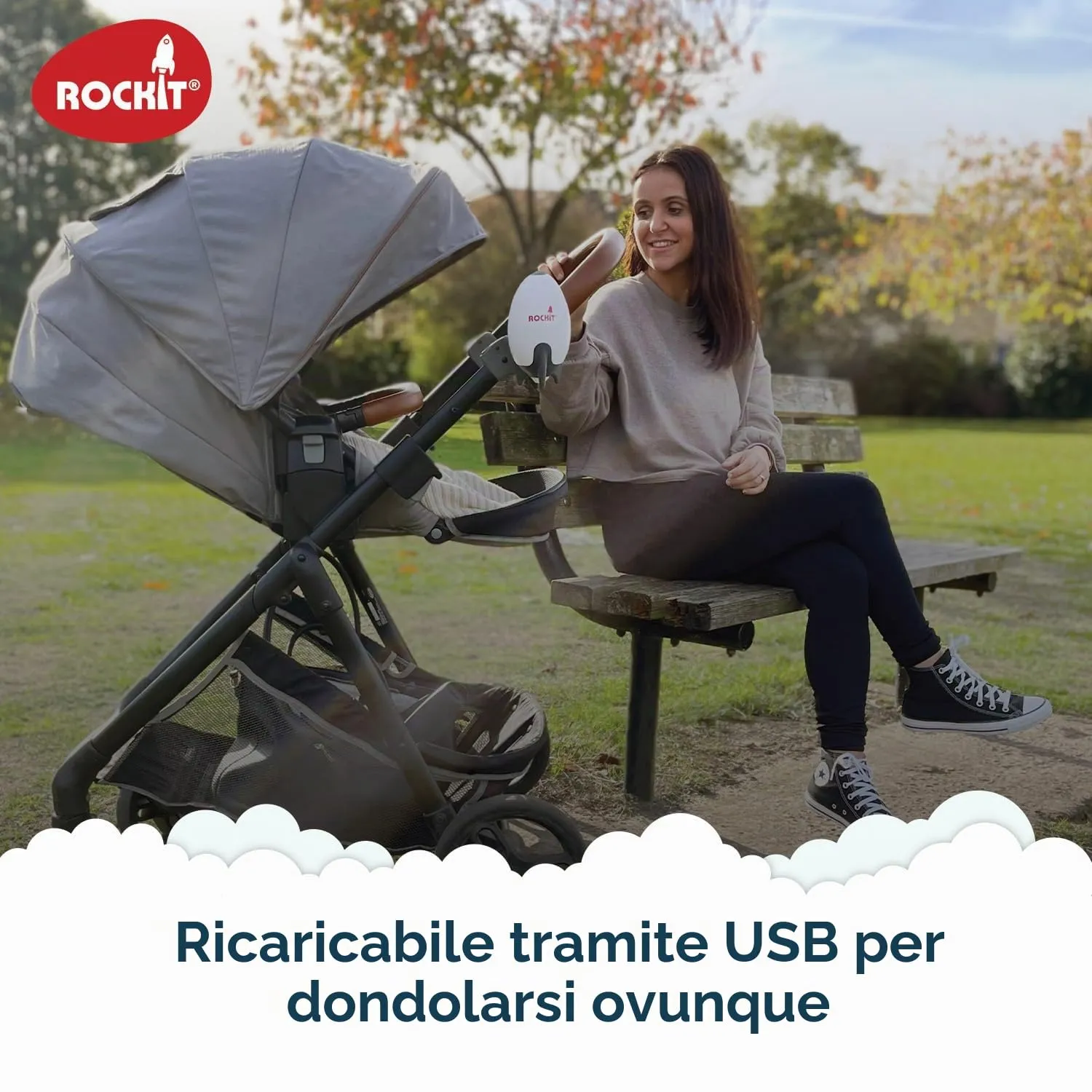 Rockit Bilanciere ricaricabile con due staffe, supporto per il sonno del bambino, dondola delicatamente qualsiasi passeggino o passeggino, velocità regolabile con timer di 60 minuti – si adatta a - immagine 7
