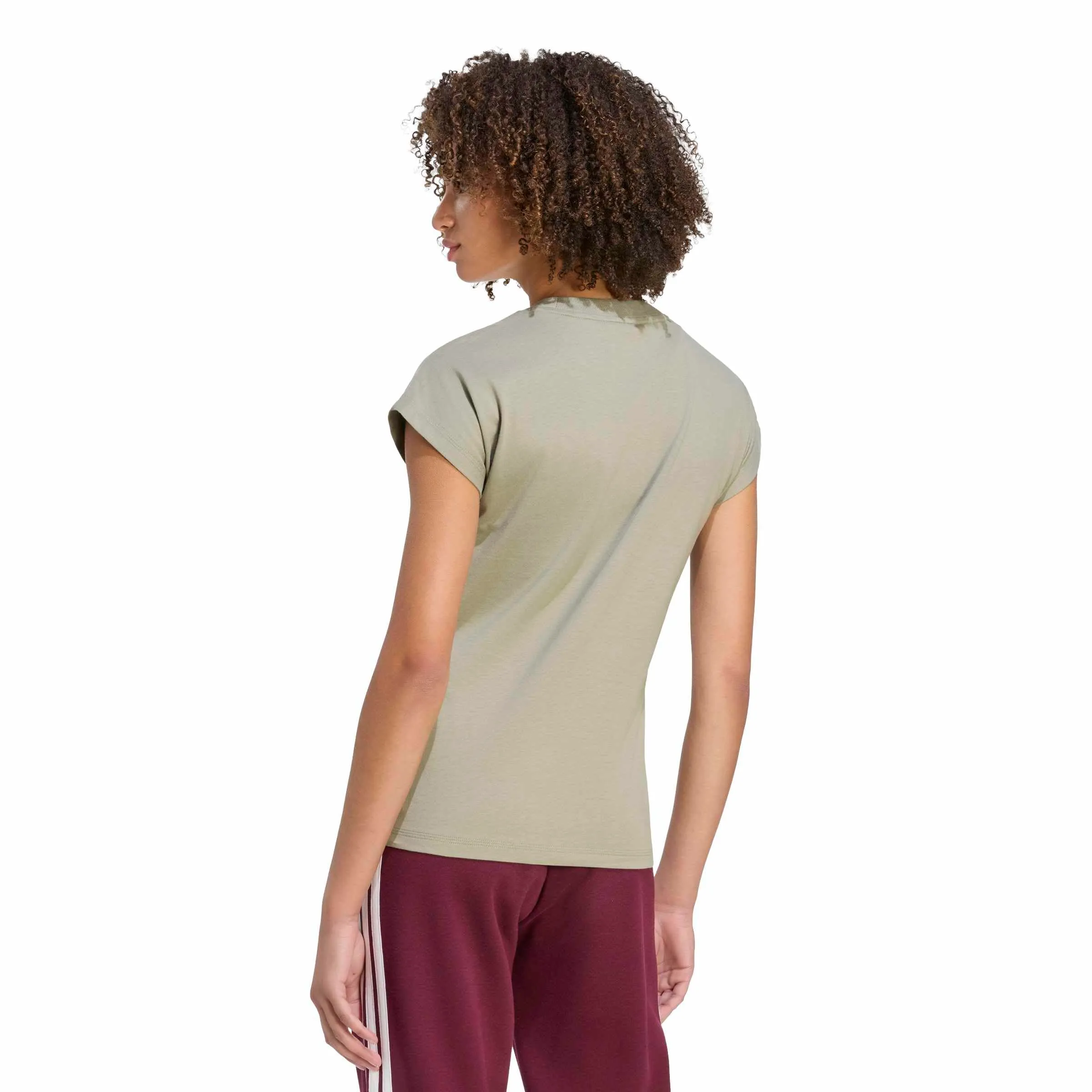 adidas Donna Essentials Linear Cotton Shirt, Silver Pebble/White, M - immagine 2