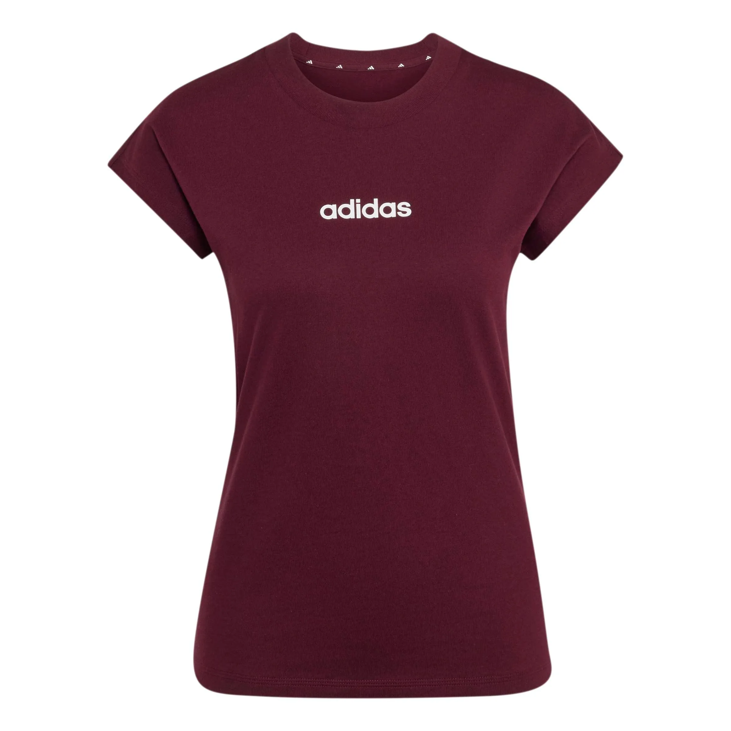 adidas Donna Essentials Linear Cotton Shirt, Maroon/White, M - immagine 1
