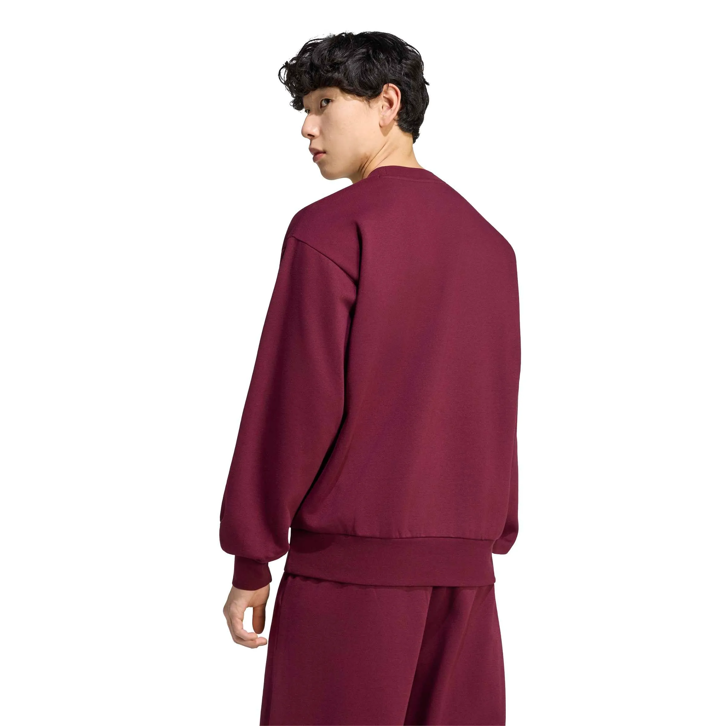 adidas Uomo Essentials Feelcozy Fleece Sweatshirt, Maroon/Black, S - immagine 2