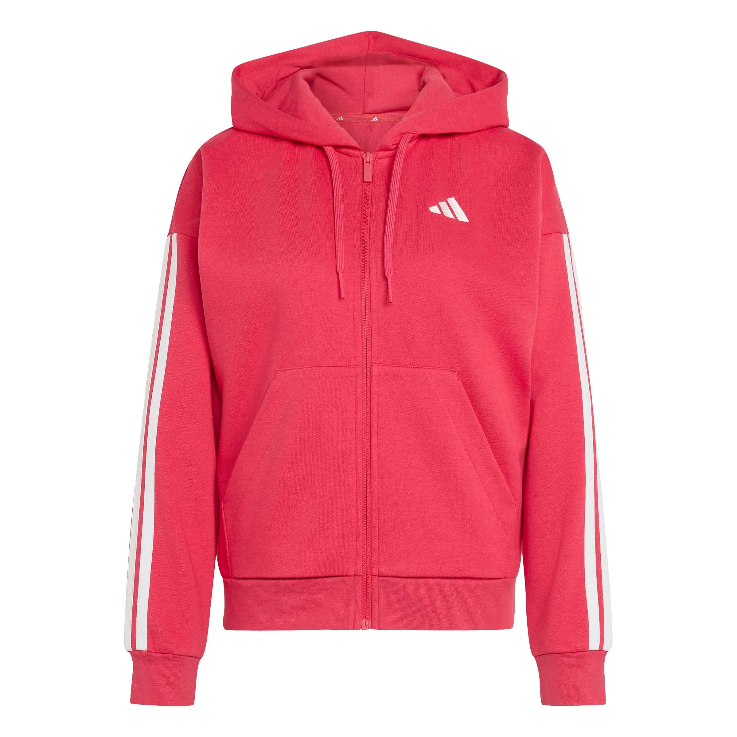 adidas Donna Essentials 3-Stripes Full-Zip Fleece Hoodie Sweatshirt, Power Pink/White, M - immagine 1