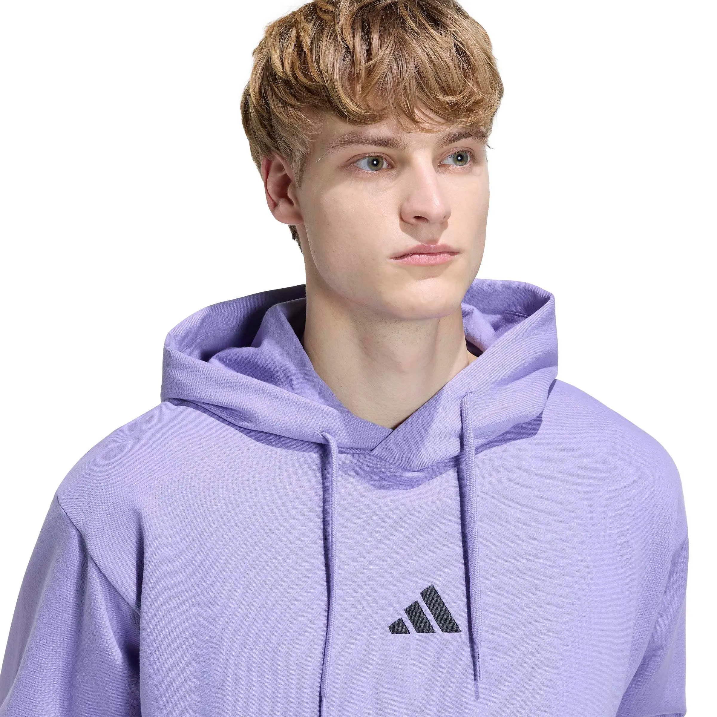 adidas Uomo Essentials Feelcozy Fleece Hoodie Sweatshirt, Magic Lilac/Black, M - immagine 4
