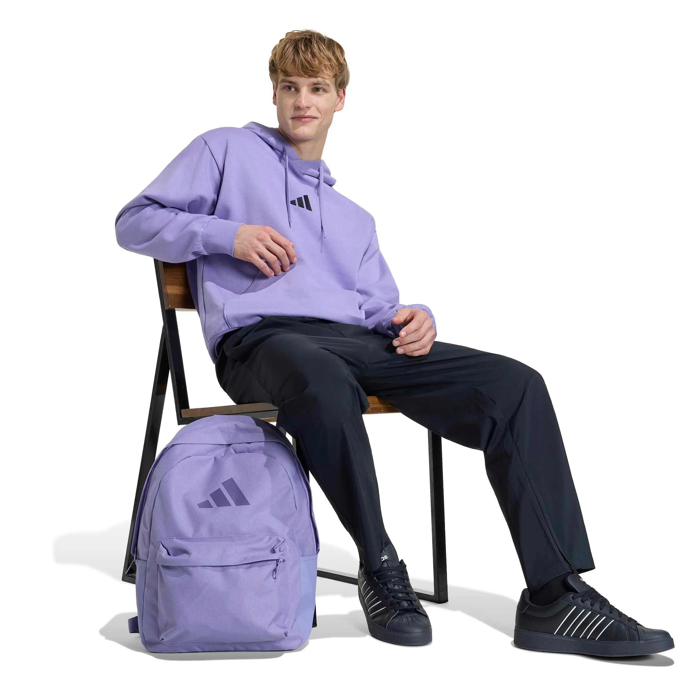 adidas Uomo Essentials Feelcozy Fleece Hoodie Sweatshirt, Magic Lilac/Black, M - immagine 6
