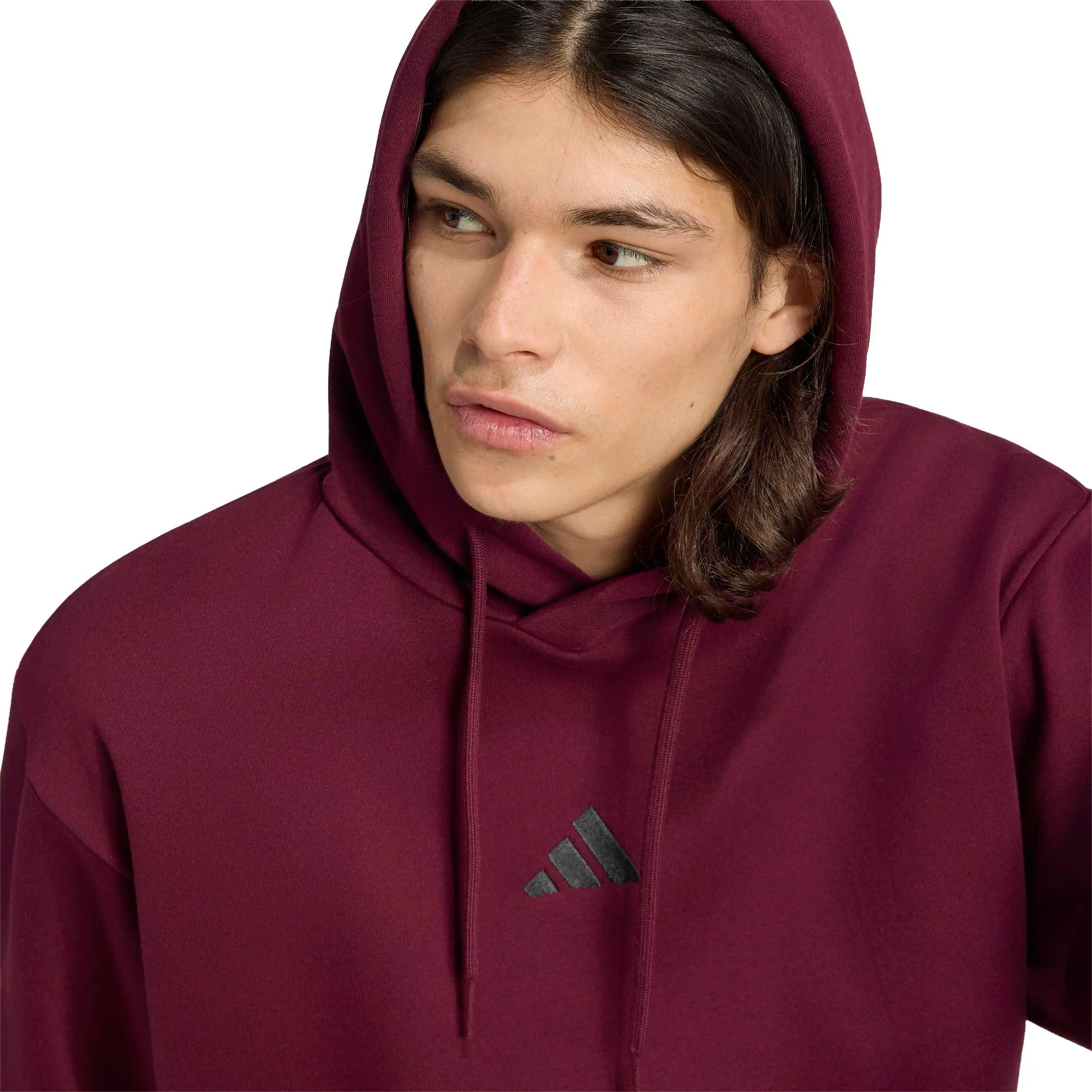 adidas Uomo Essentials Feelcozy Fleece Hoodie Sweatshirt, Maroon/Black, L - immagine 4