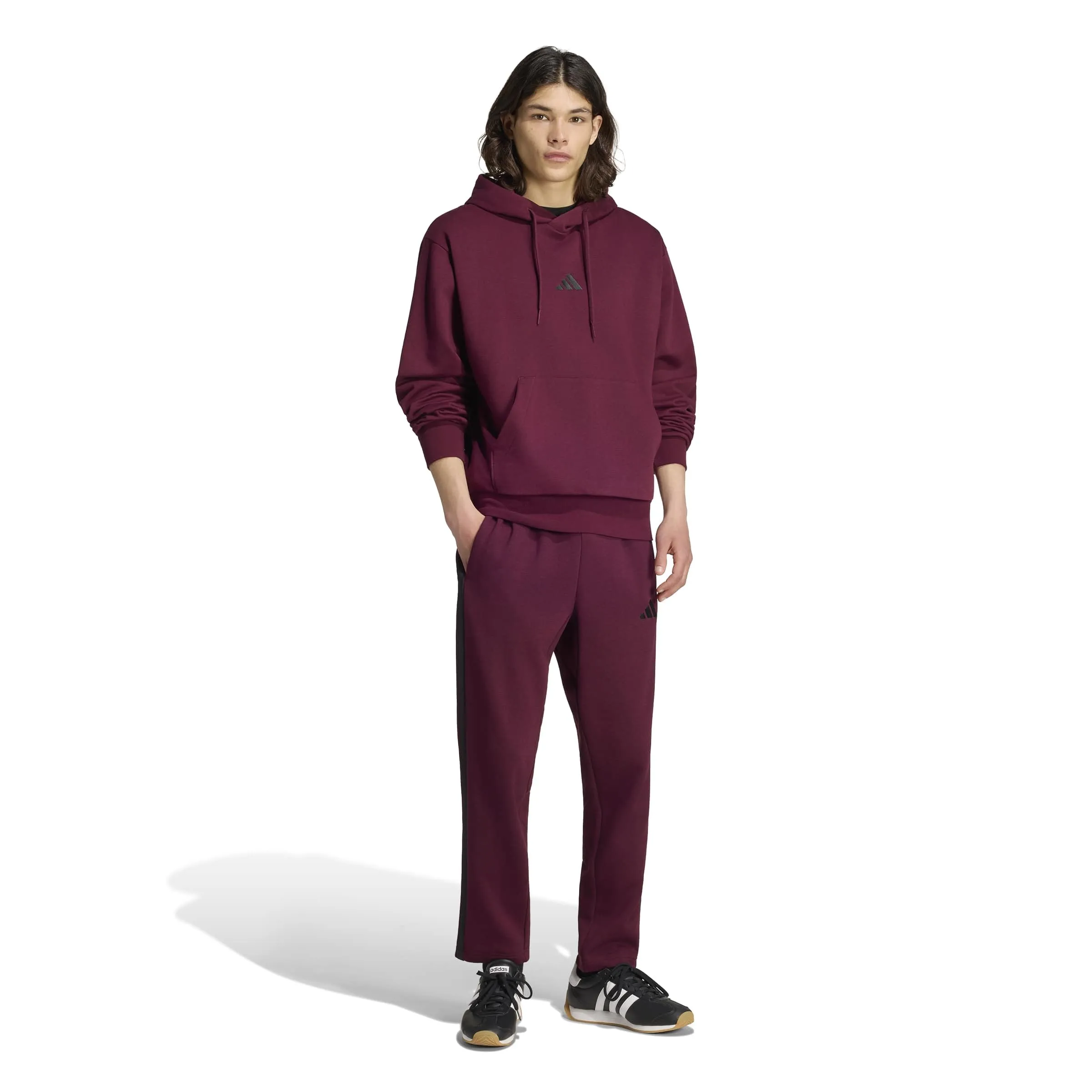 adidas Uomo Essentials Feelcozy Fleece Hoodie Sweatshirt, Maroon/Black, L - immagine 6