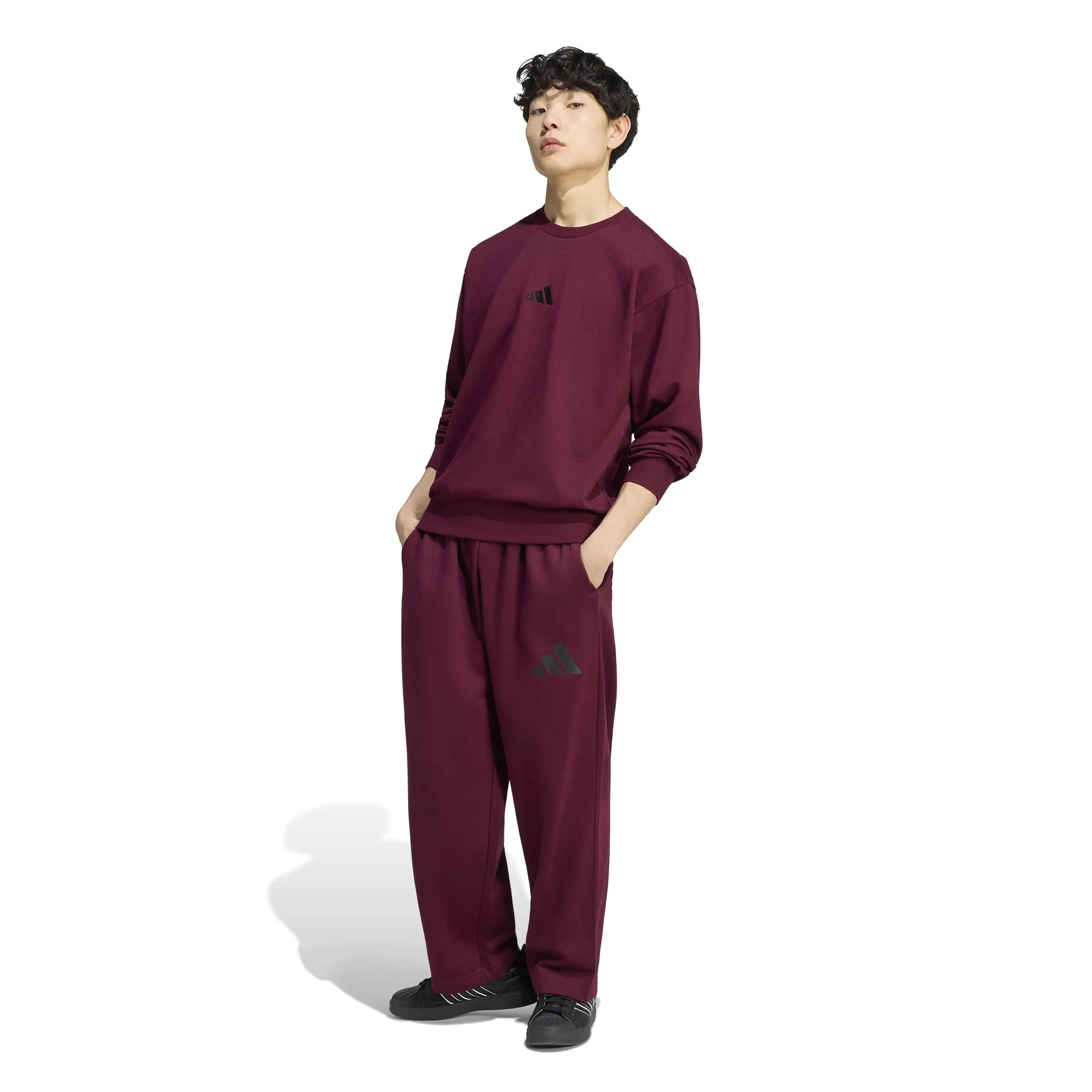adidas Uomo Essentials Feelcozy Fleece Sweatshirt, Maroon/Black, M - immagine 6