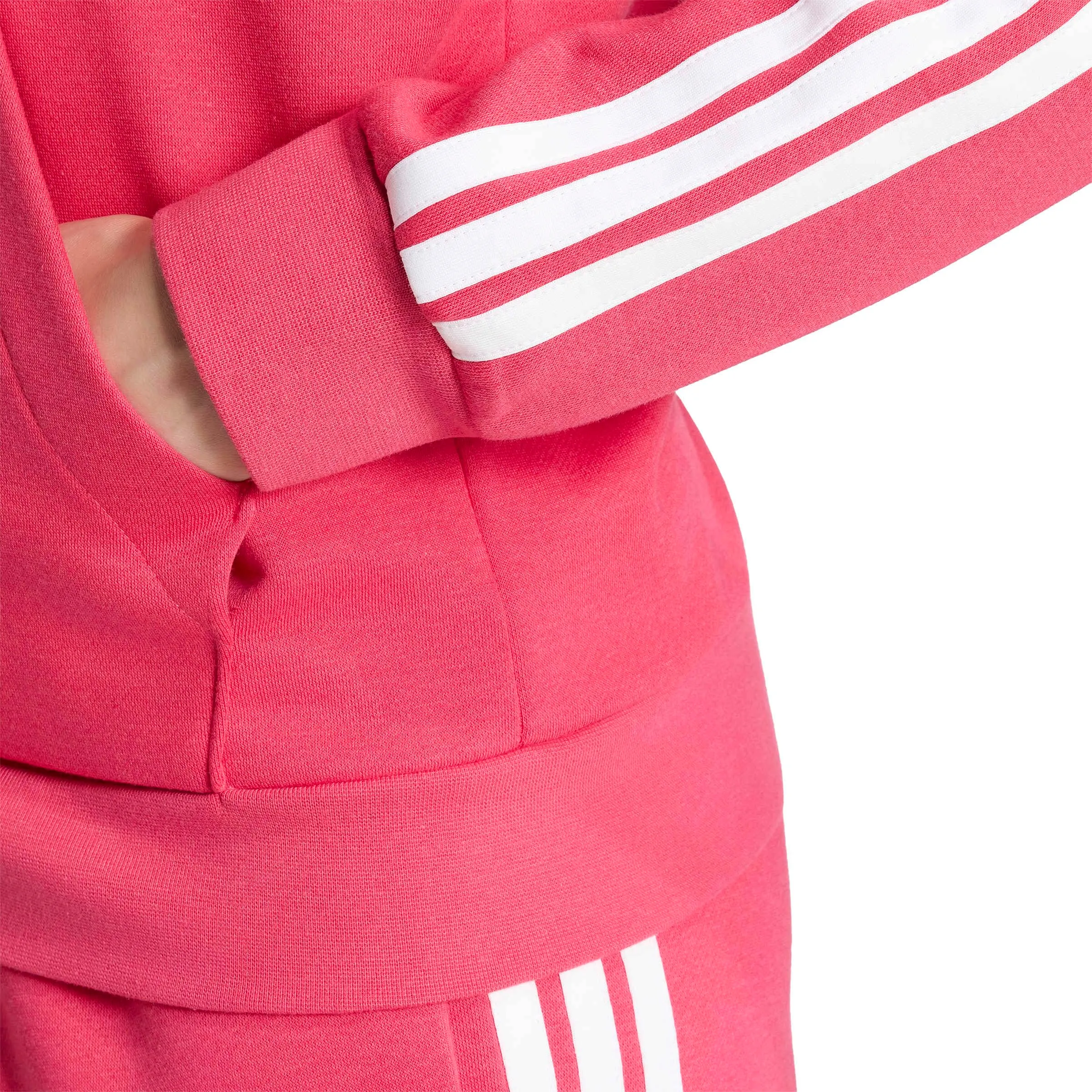 adidas Donna Essentials 3-Stripes Full-Zip Fleece Hoodie Sweatshirt, Power Pink/White, XS - immagine 5