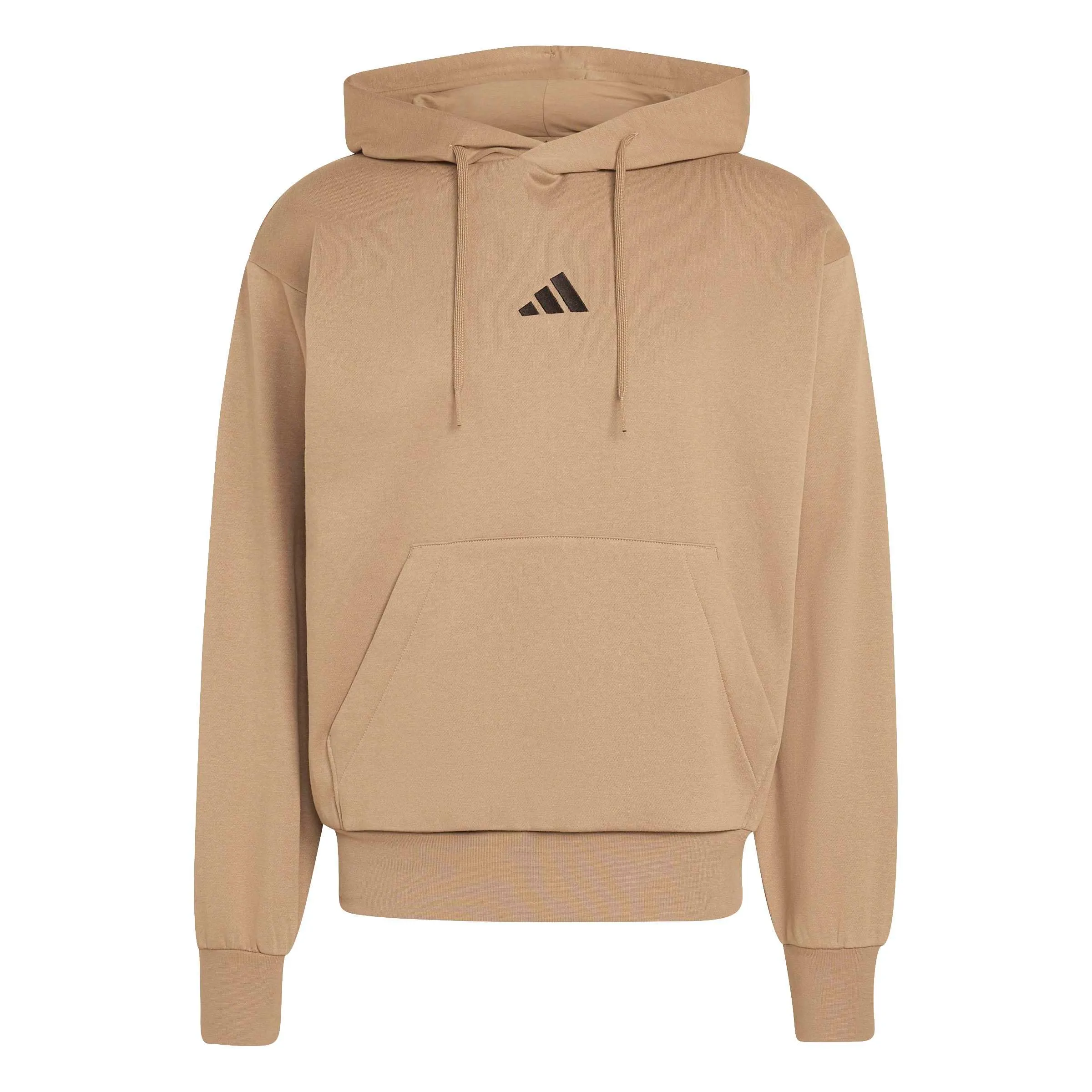 adidas Uomo Essentials Feelcozy Fleece Hoodie Sweatshirt, Khaki Six/Black, XXL - immagine 1