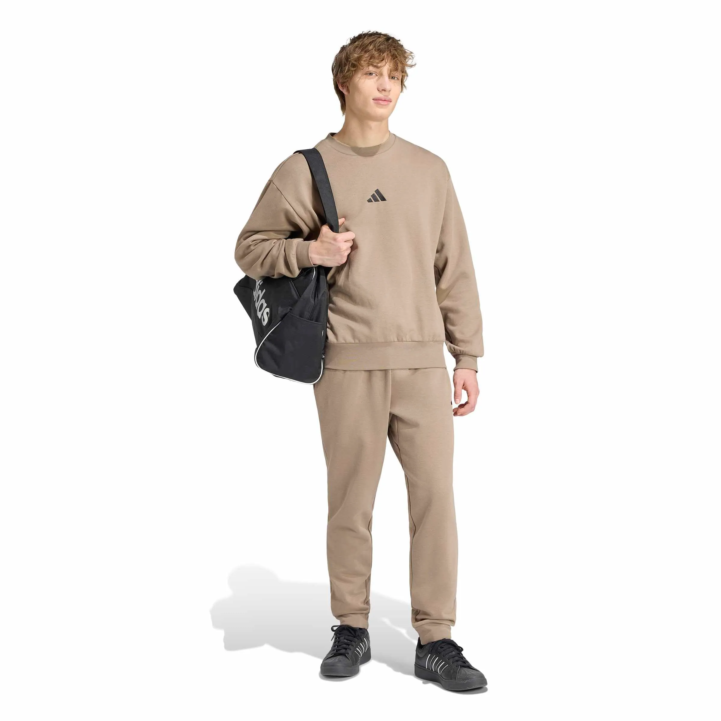 adidas Uomo Essentials Feelcozy Fleece Sweatshirt, Khaki Six/Black, XS - immagine 6