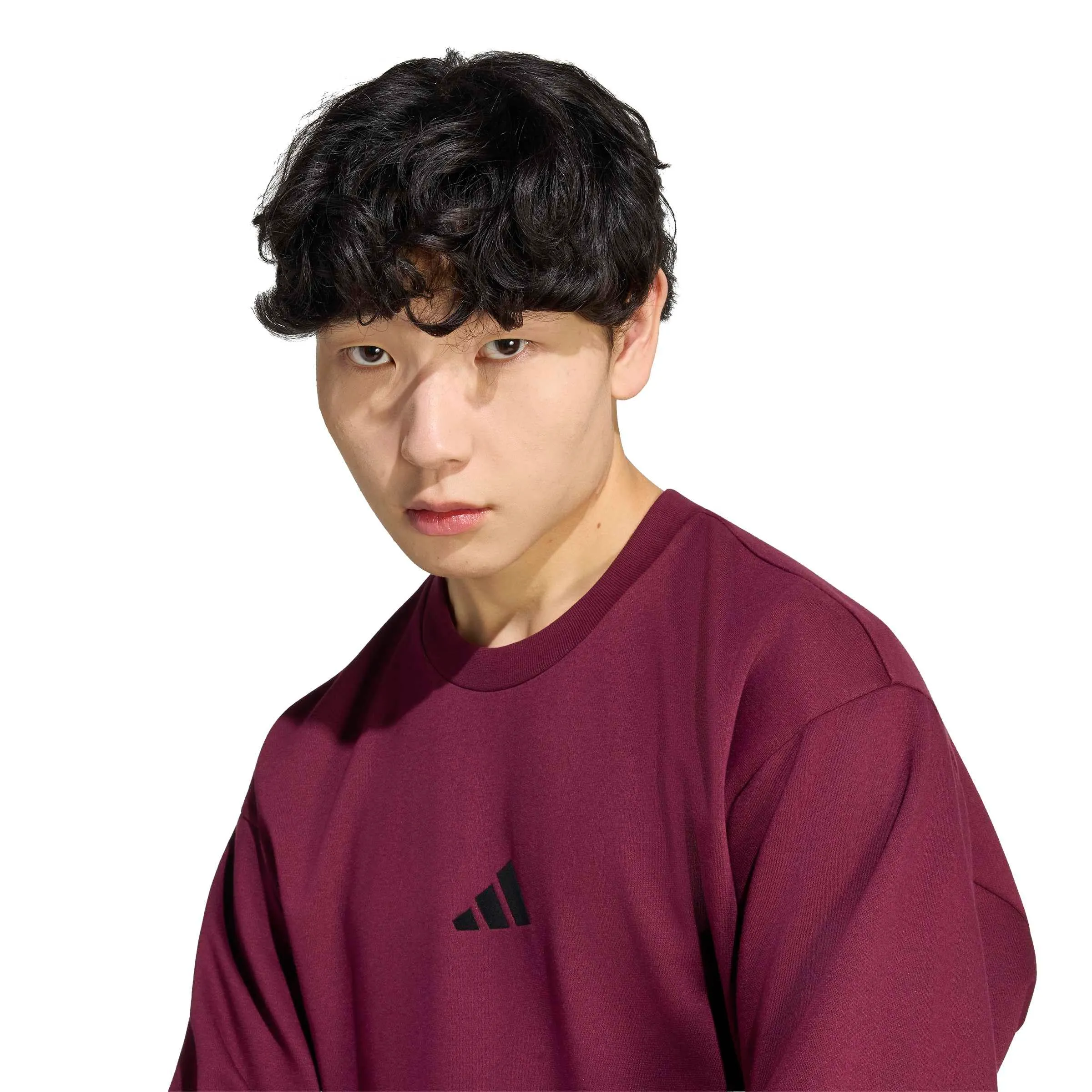 adidas Uomo Essentials Feelcozy Fleece Sweatshirt, Maroon/Black, L - immagine 3