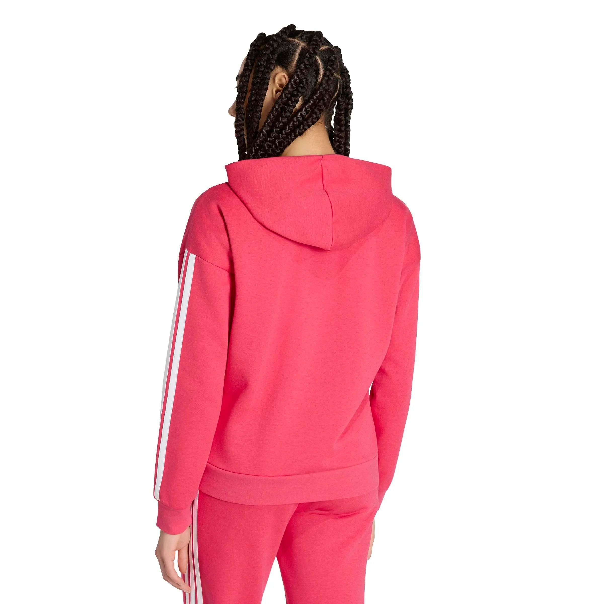 adidas Donna Essentials 3-Stripes Full-Zip Fleece Hoodie Sweatshirt, Power Pink/White, XXS - immagine 2