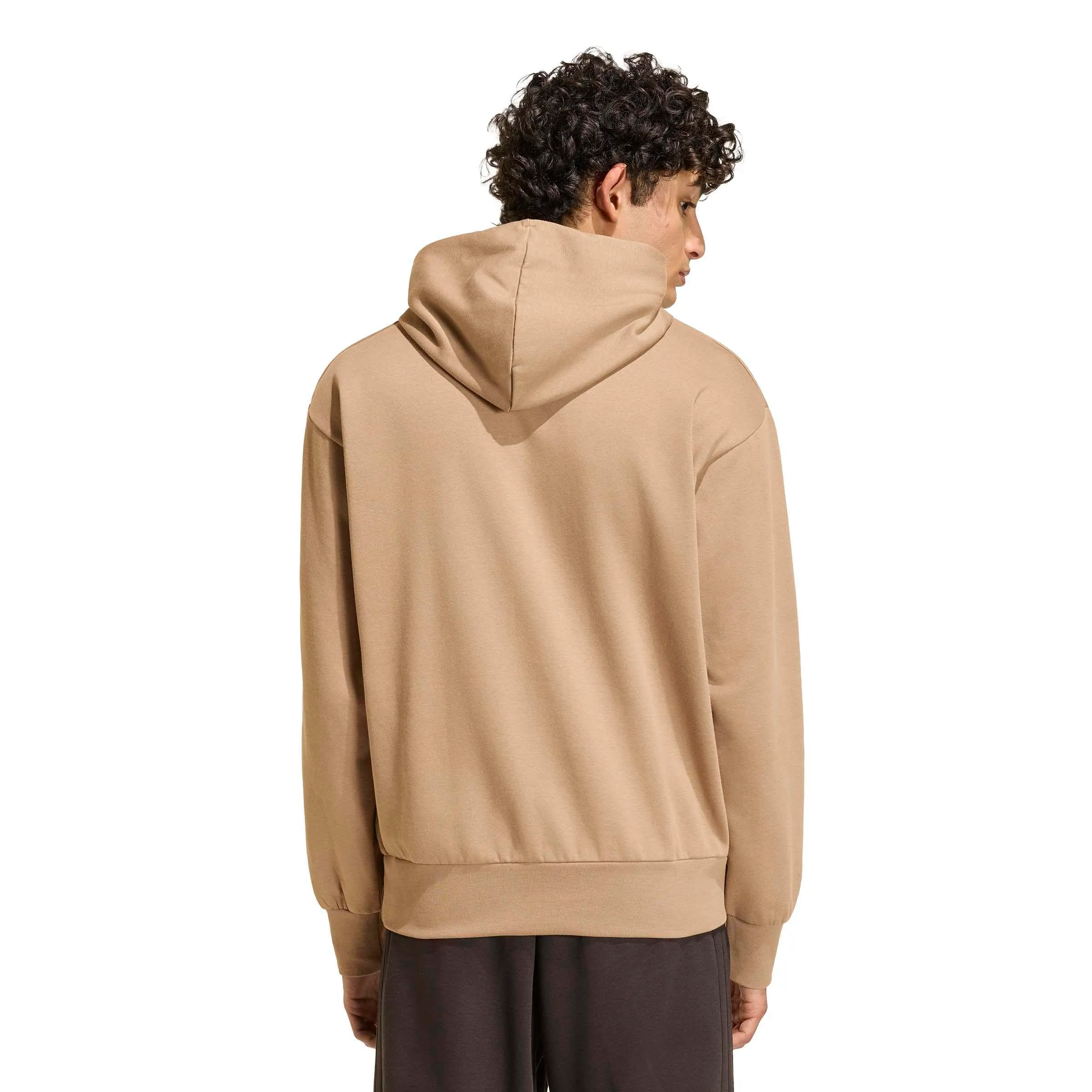 adidas Uomo Essentials Feelcozy Fleece Hoodie Sweatshirt, Khaki Six/Black, L - immagine 2