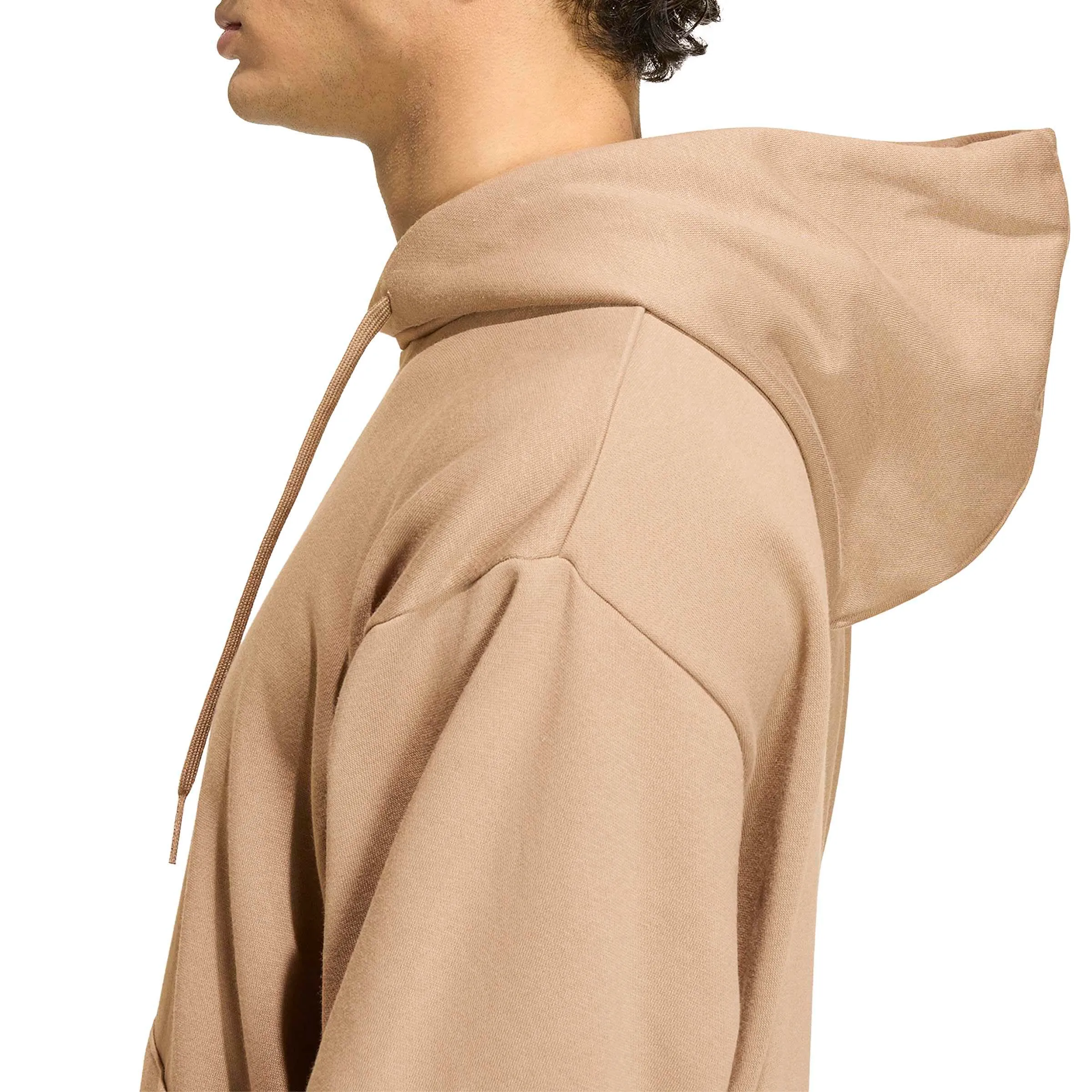 adidas Uomo Essentials Feelcozy Fleece Hoodie Sweatshirt, Khaki Six/Black, L - immagine 5