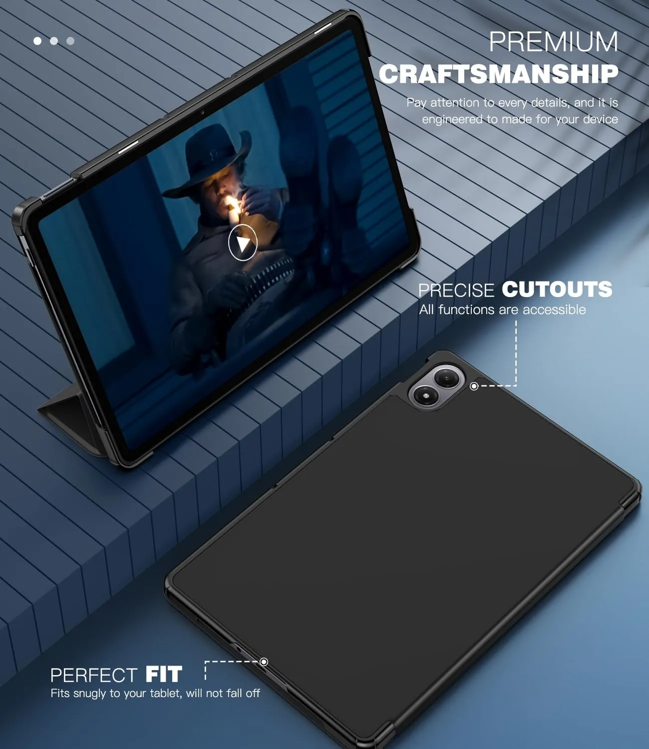 TiMOVO Cover per Xiaomi Redmi Pad 2 Pro / POCO Pad M1 12,1" 2025, Nero - immagine 3