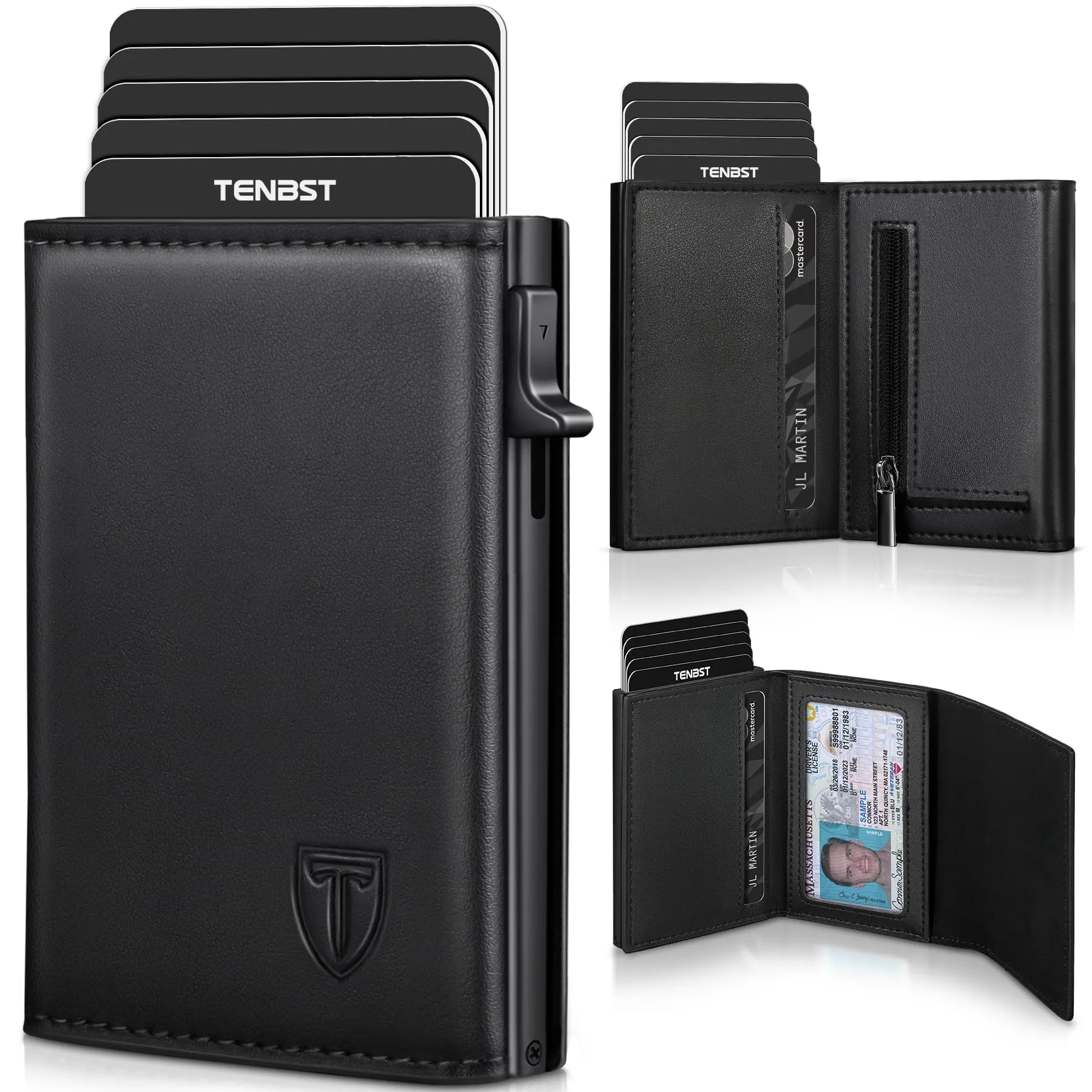 TENBST Portafoglio Uomo di Alta Qualità, esclusivo Portafoglio Uomo Slim con Portamonete & Protezione RFID, lussuoso Portacarte Uomo in Pelle, 8 Scomparti per Carte di Credito, Regalo per Uomini - immagine 1