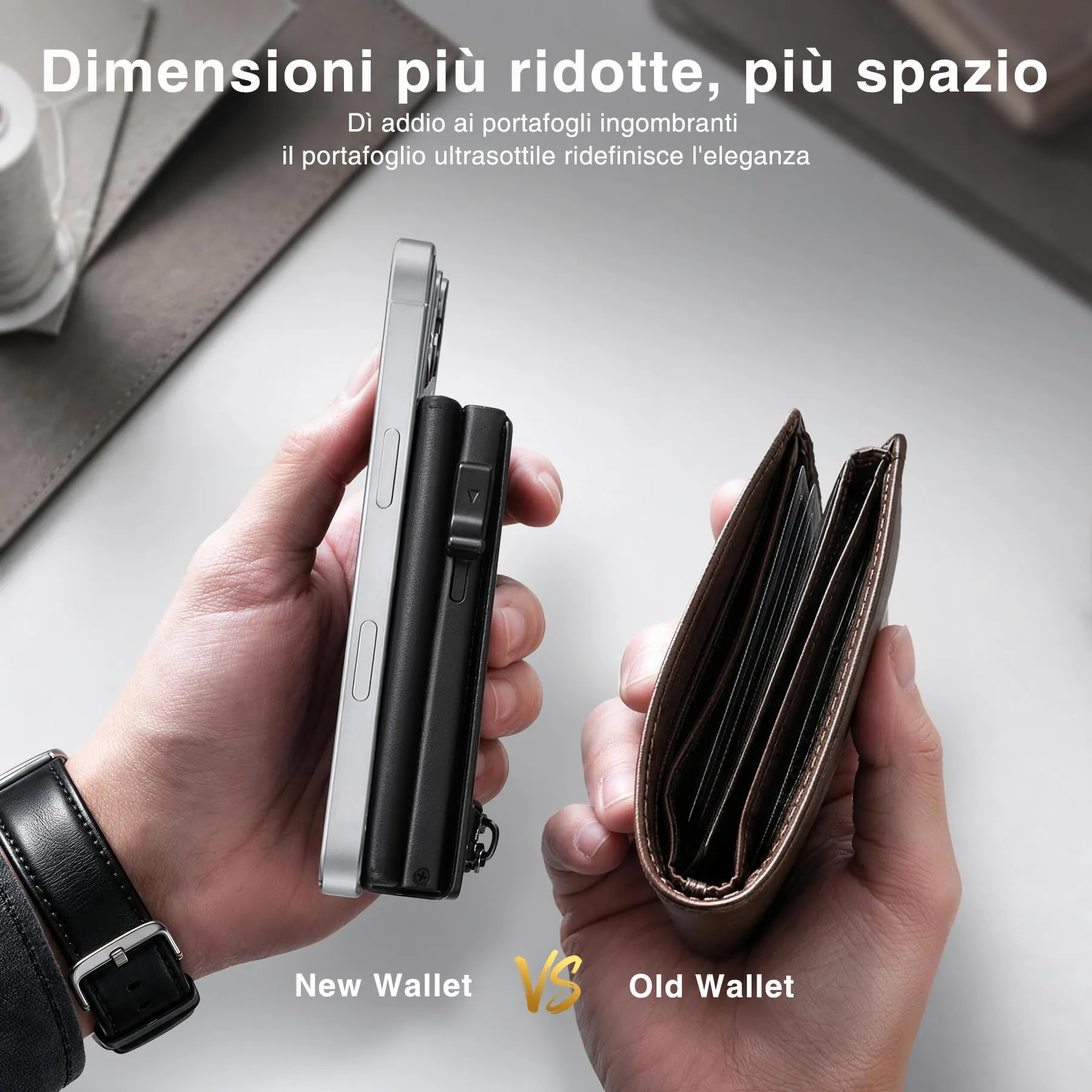 TENBST Portafoglio Uomo di Alta Qualità, esclusivo Portafoglio Uomo Slim con Portamonete & Protezione RFID, lussuoso Portacarte Uomo in Pelle, 8 Scomparti per Carte di Credito, Regalo per Uomini - immagine 3