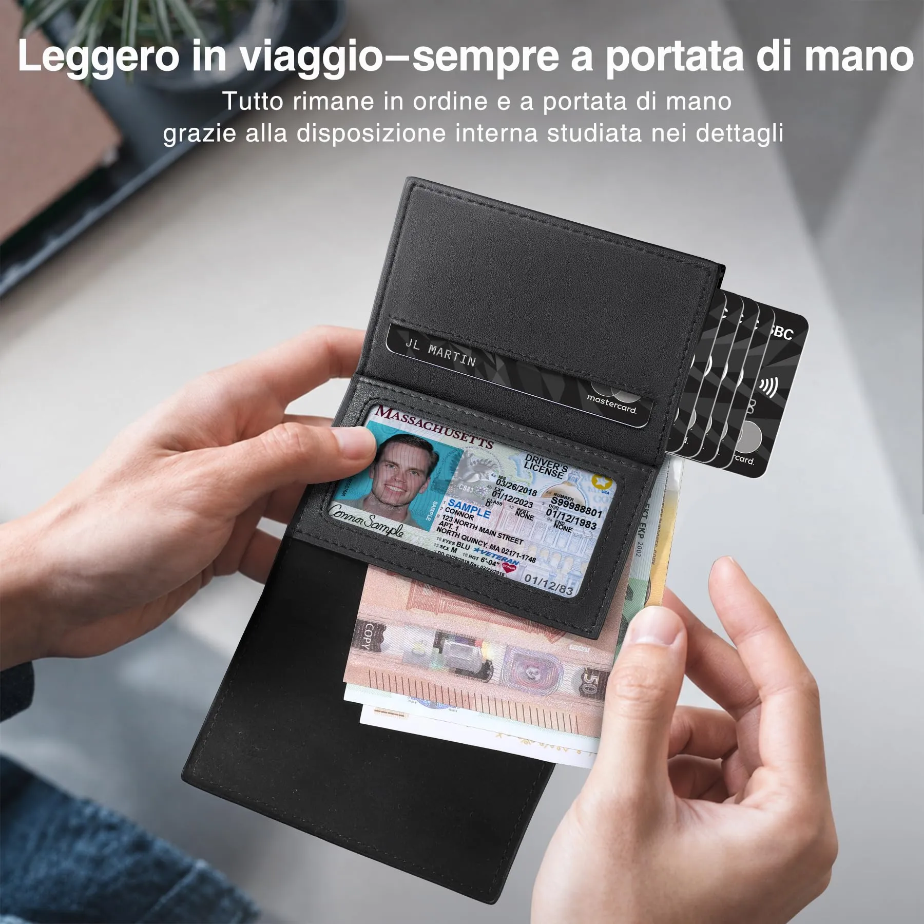 TENBST Portafoglio Uomo di Alta Qualità, esclusivo Portafoglio Uomo Slim con Portamonete & Protezione RFID, lussuoso Portacarte Uomo in Pelle, 8 Scomparti per Carte di Credito, Regalo per Uomini - immagine 5