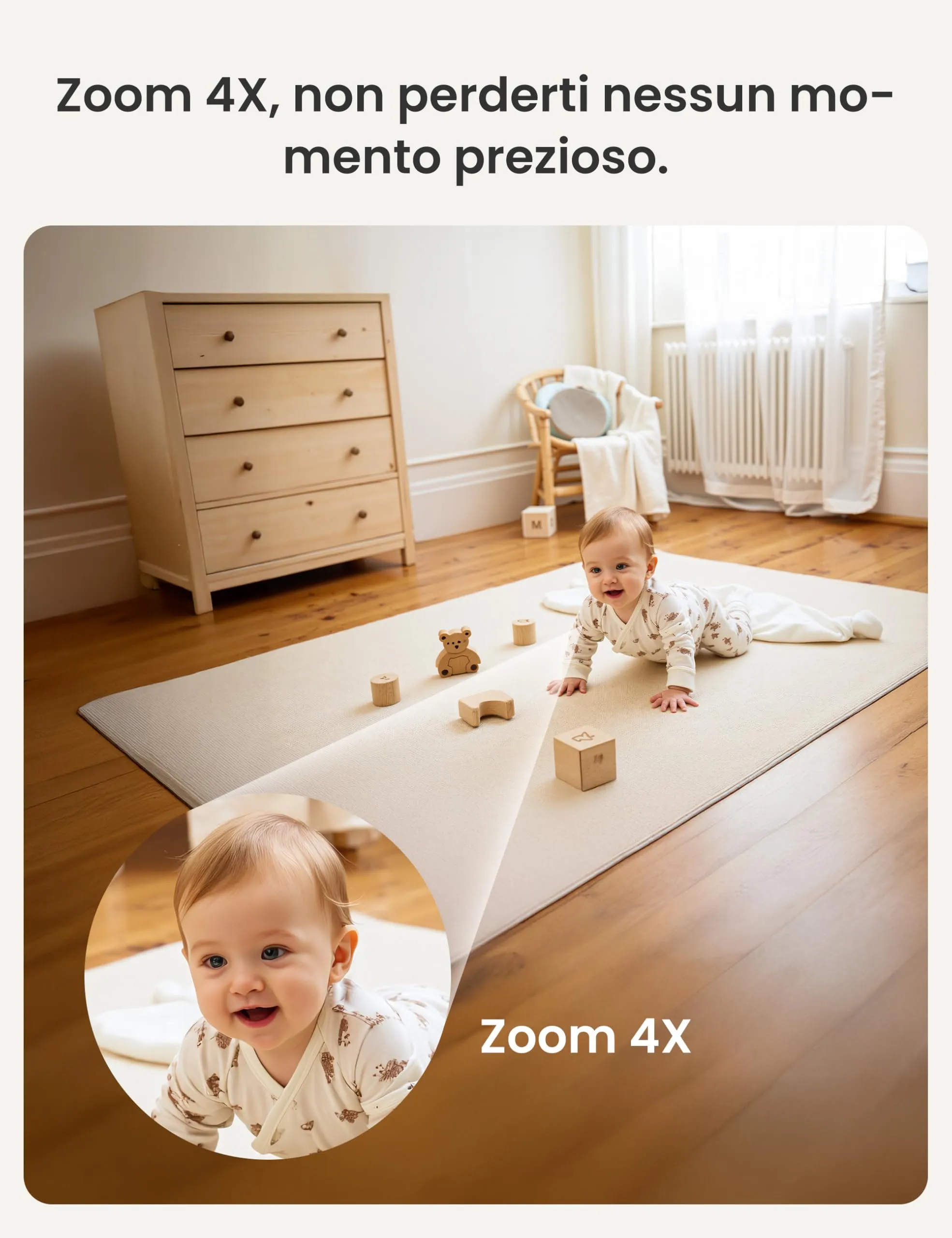 Dr.Care Baby Monitor WiFi 1080p 5", App, supporto a clip, allarme movimento - immagine 6
