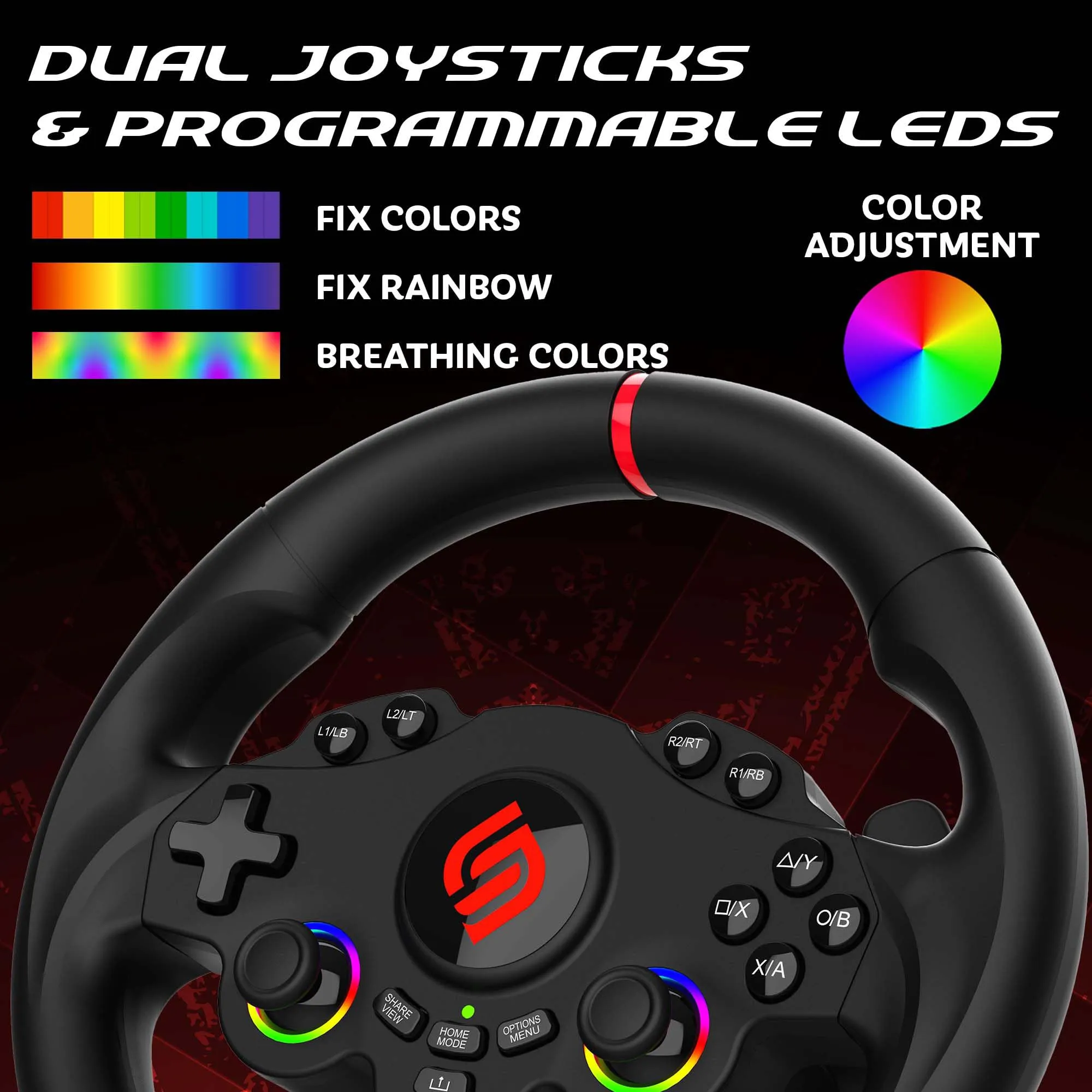 SUBSONIC - Volante Gaming 220 RS per PS4, Xbox, Switch 1 e 2, PC - Nero - immagine 3