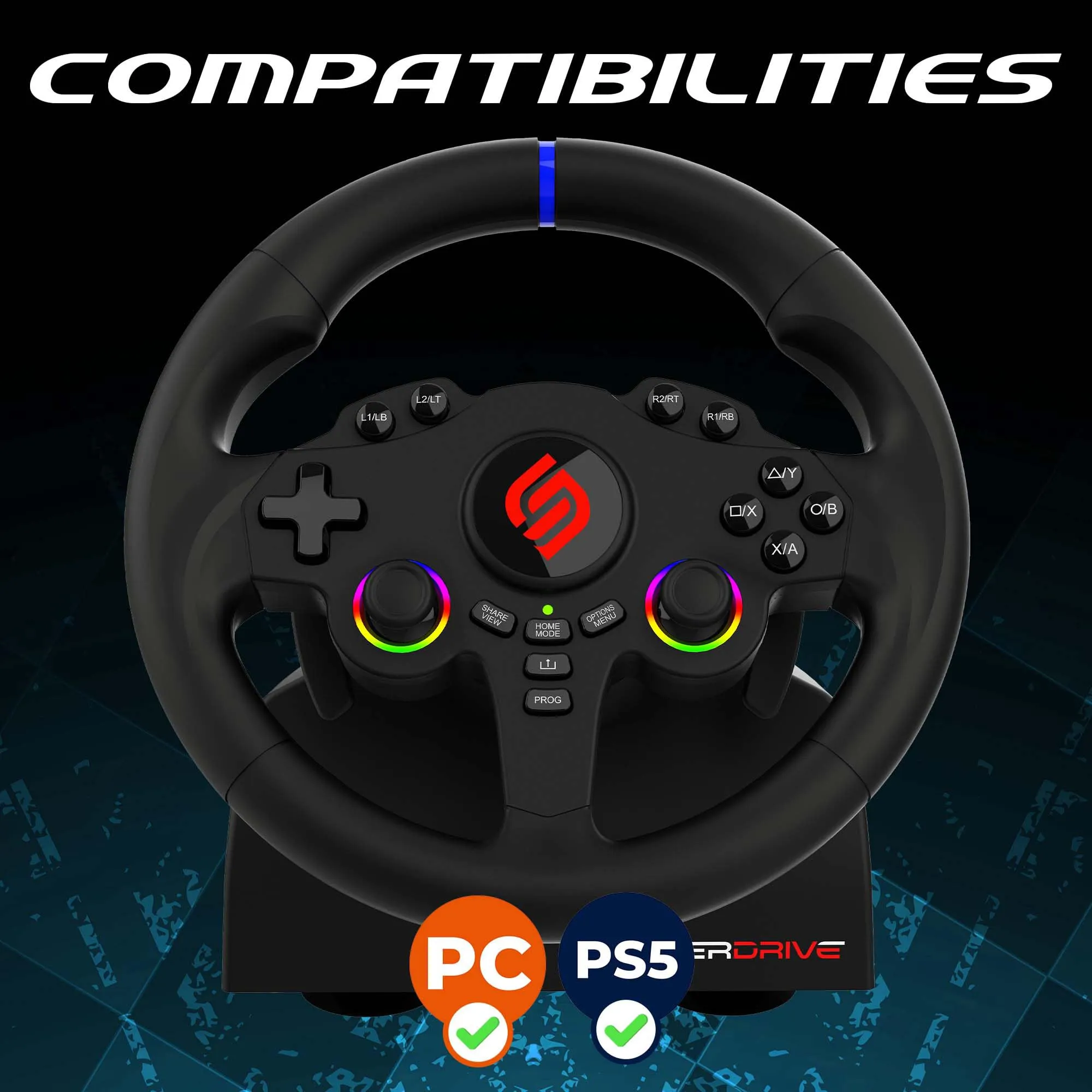 SUBSONIC - Volante Gaming 220 RS-5 per PS5 e PC - Nero - immagine 2