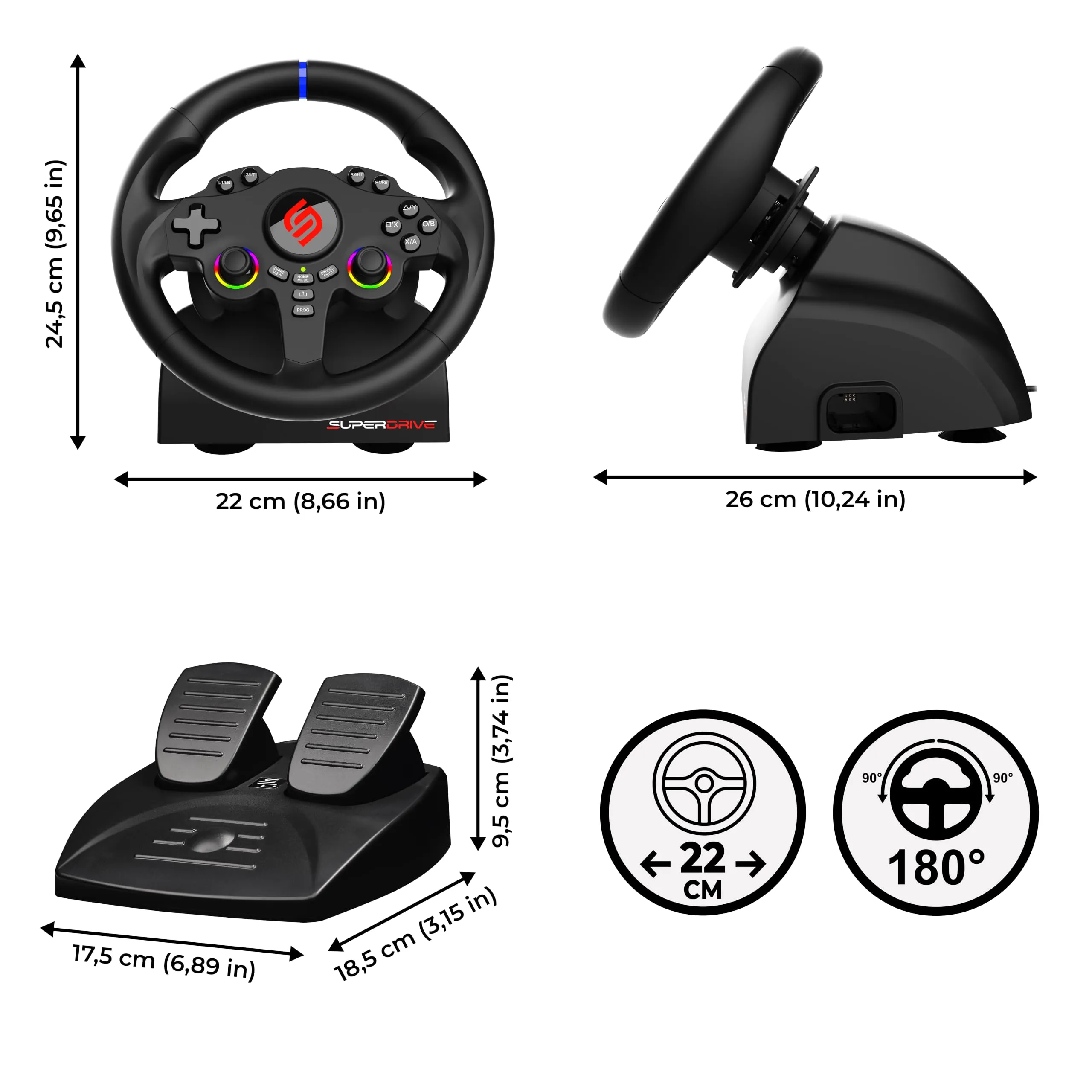 SUBSONIC - Volante Gaming 220 RS-5 per PS5 e PC - Nero - immagine 13