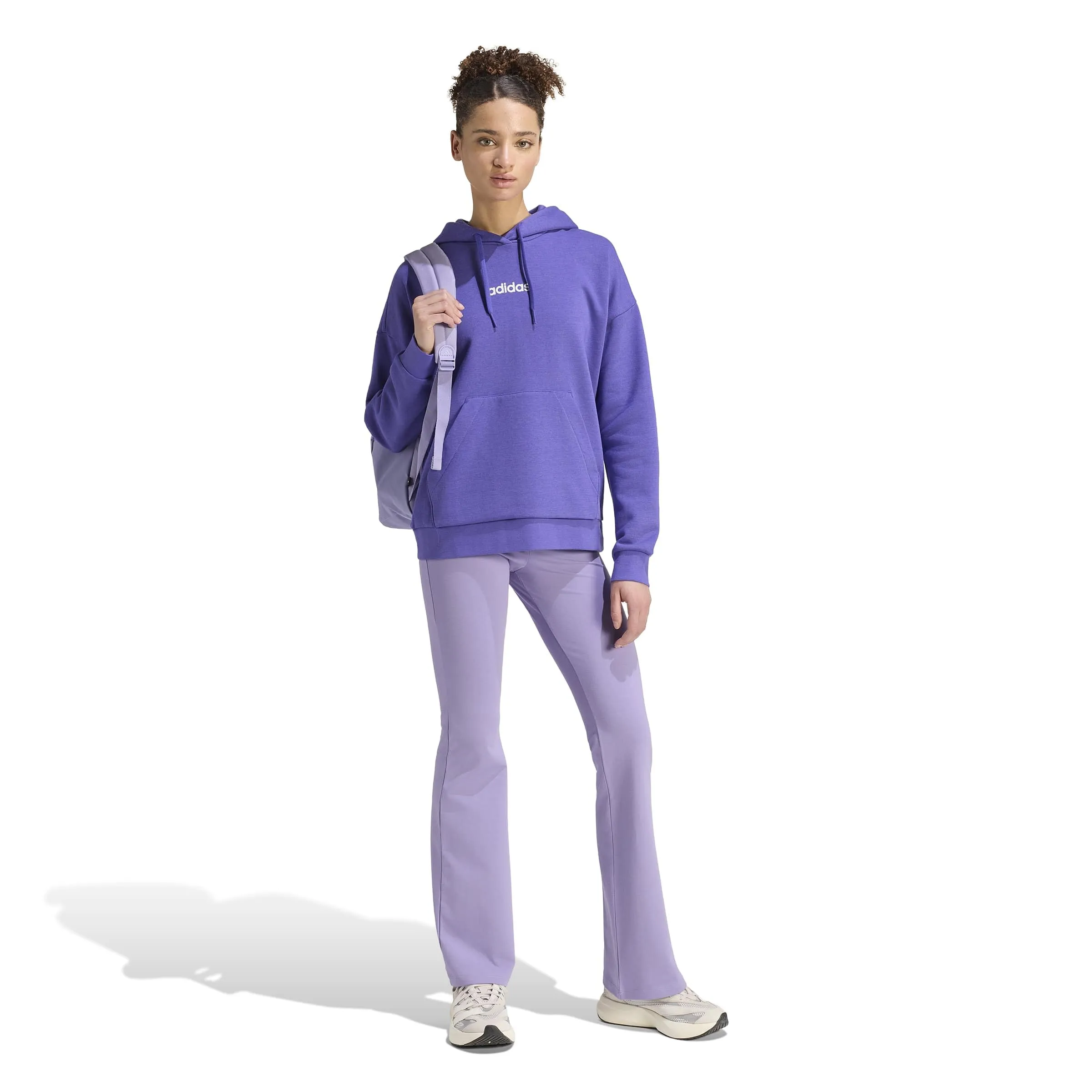 adidas Donna Essentials Linear Fleece Hoodie Sweatshirt, Pure Purple/White, S - immagine 6