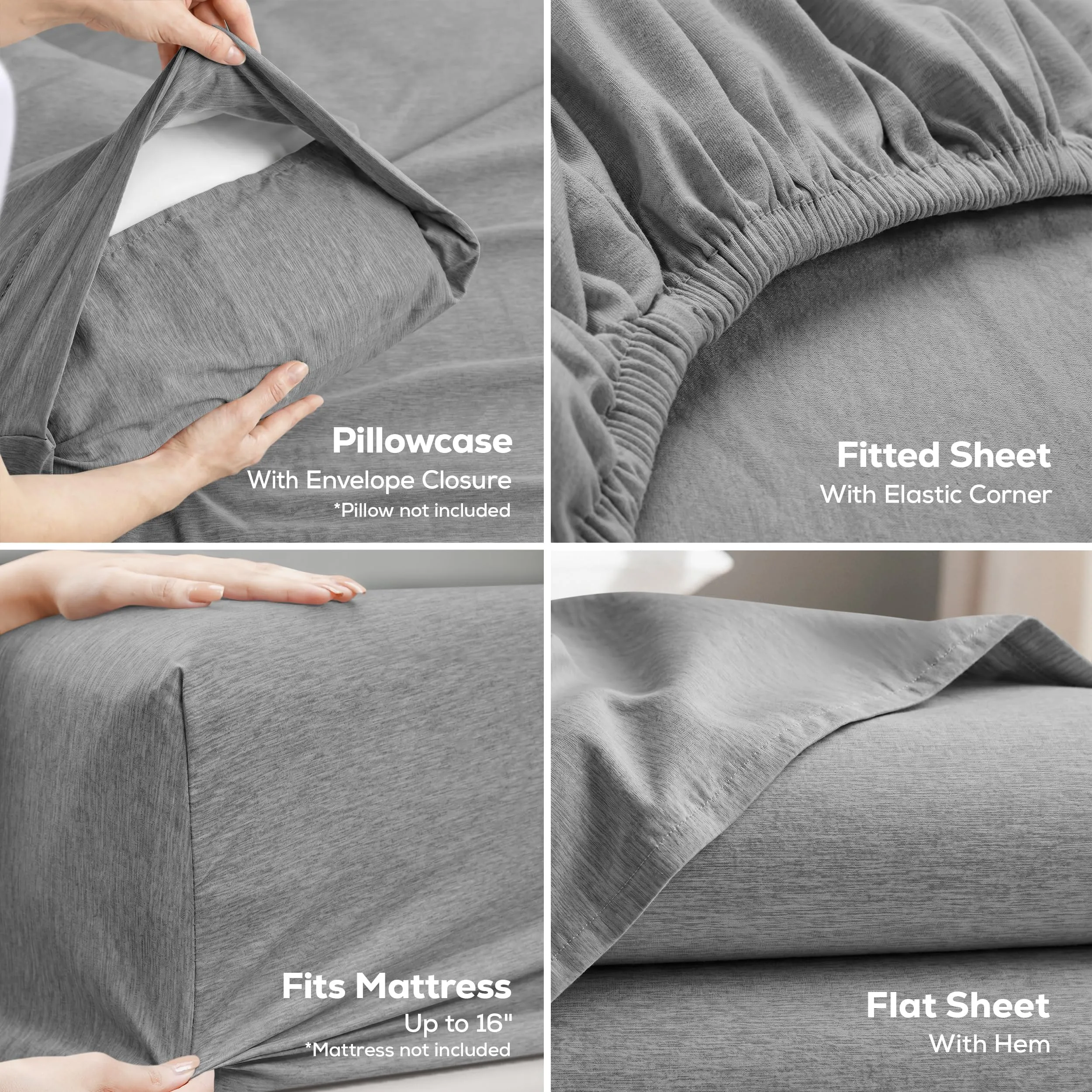 Utopia Bedding - Set di lenzuola per letto matrimoniale, 4 pezzi, lenzuola - immagine 3
