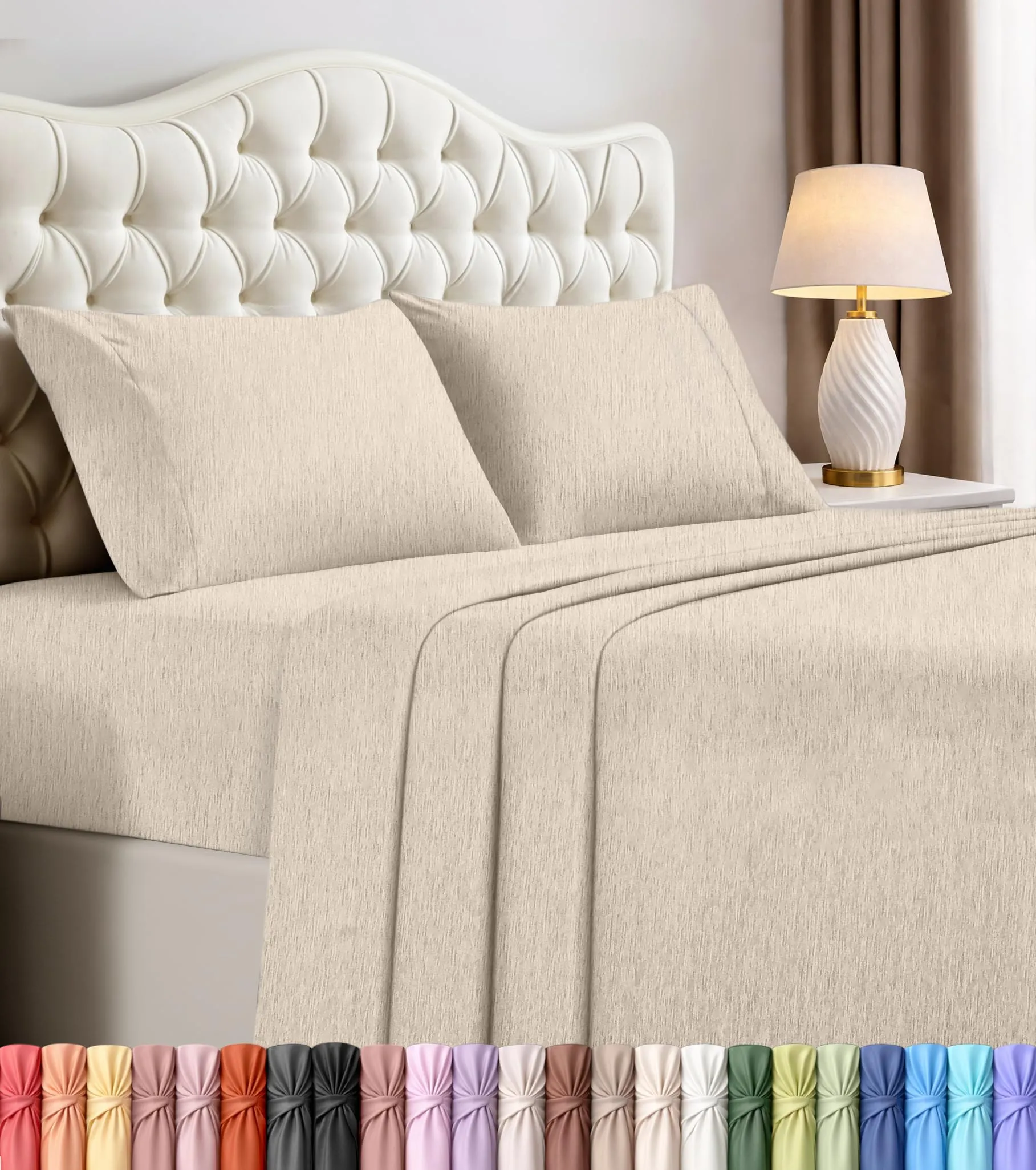 Utopia Bedding - Set di lenzuola per letto matrimoniale, 4 pezzi, lenzuola - immagine 1