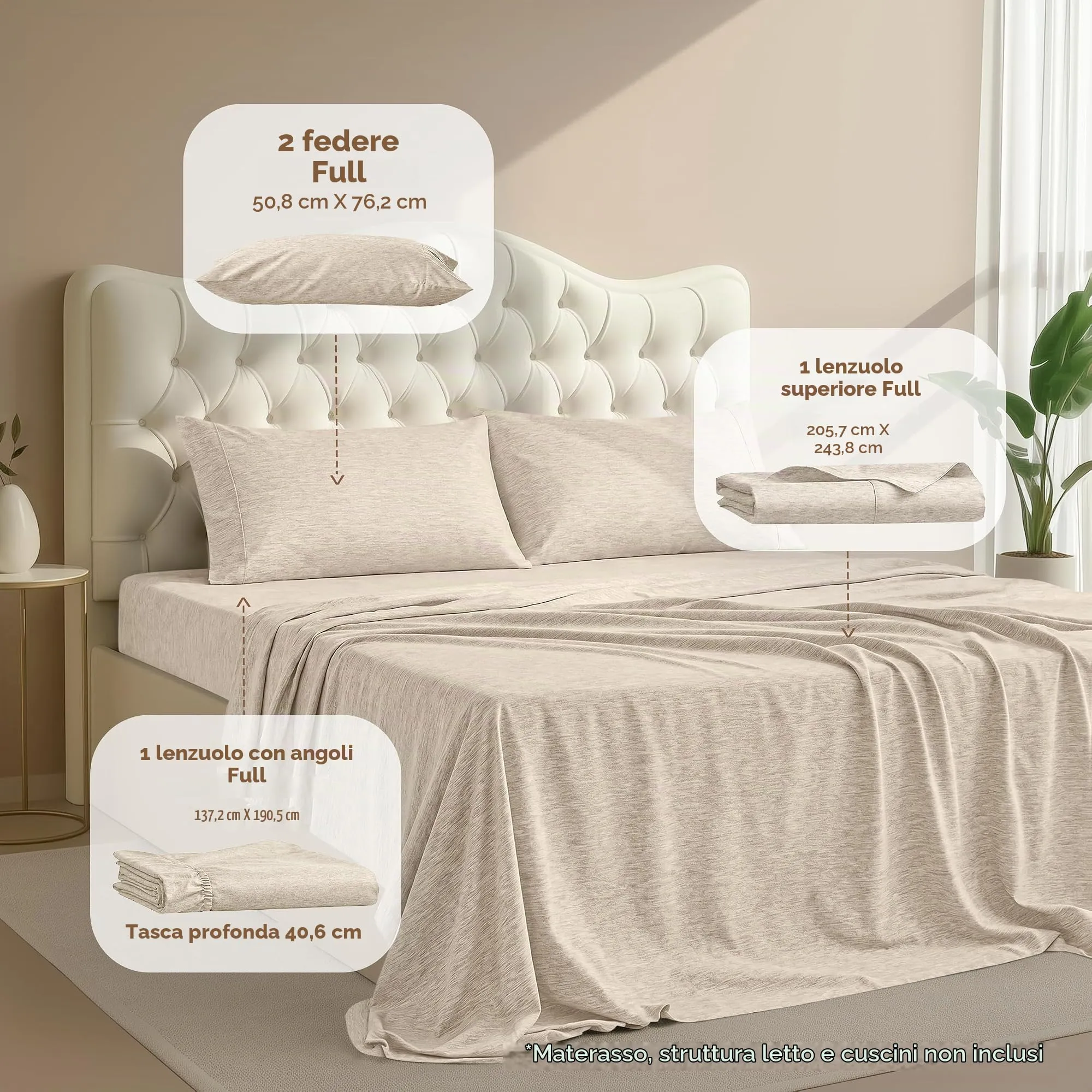 Utopia Bedding - Set di lenzuola per letto matrimoniale, 4 pezzi, lenzuola - immagine 2