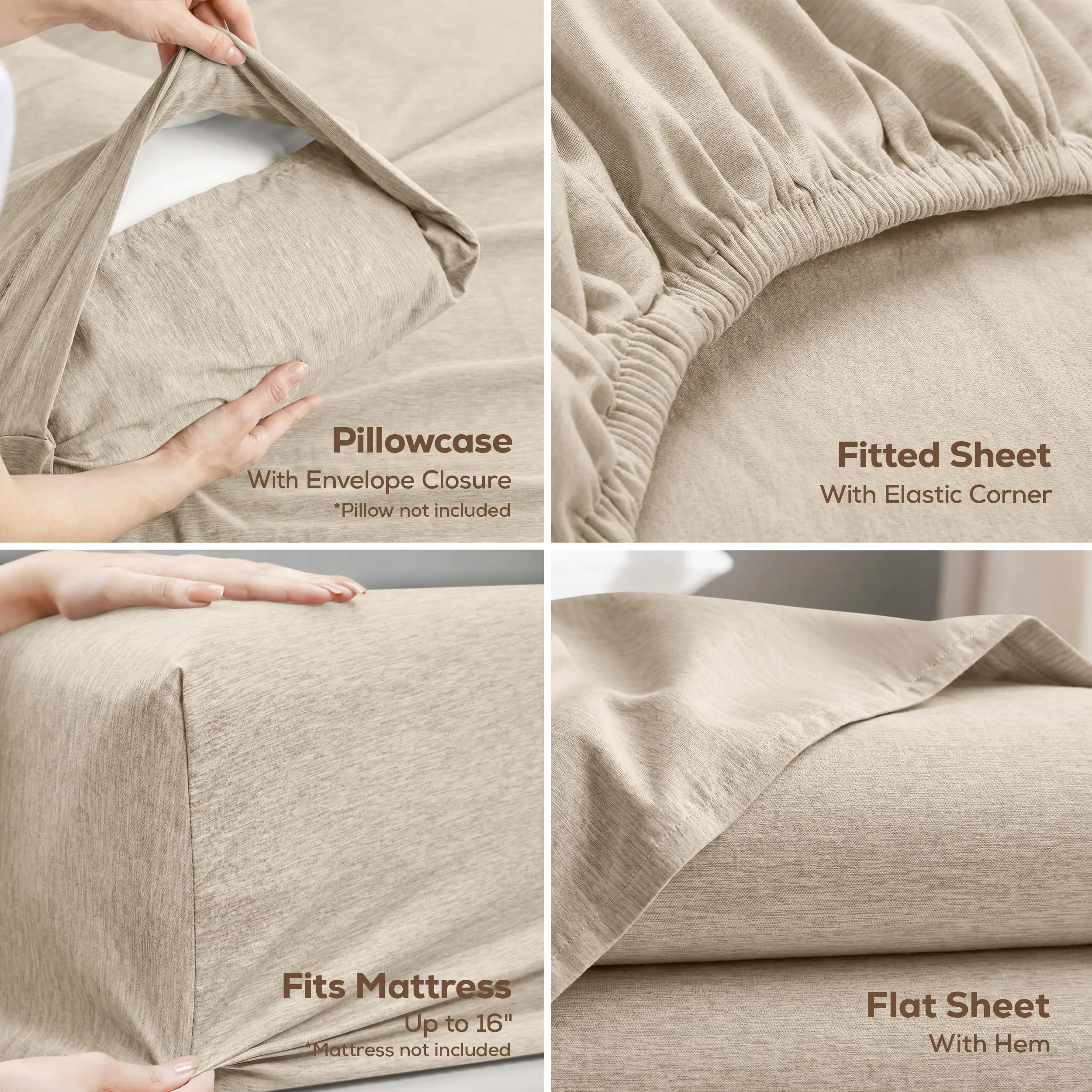 Utopia Bedding - Set di lenzuola per letto matrimoniale, 4 pezzi, lenzuola - immagine 3