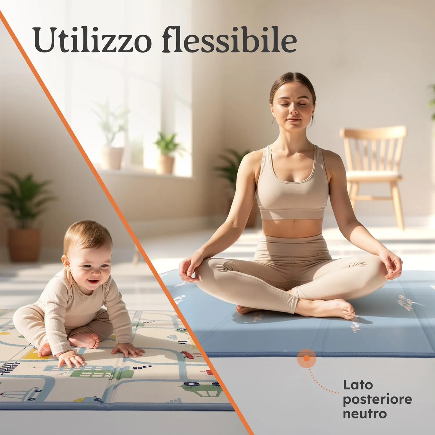 Laleni tappeto gioco bambini pieghevole 120x150x1cm - tappeto bambini impermeabile - tappeto gioco neonato isolante - morbido e protegge dal freddo del pavimento outdoor e indoor - design città - immagine 8