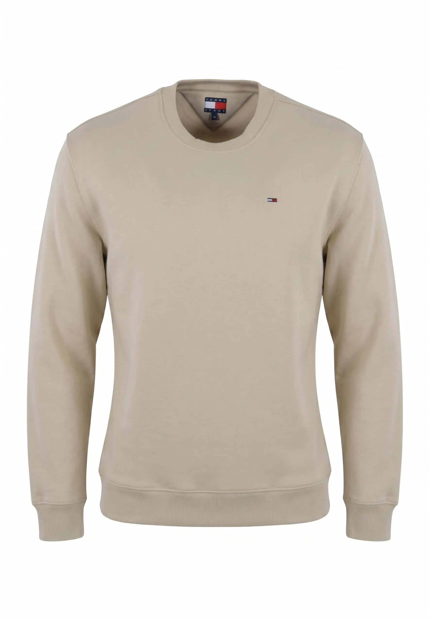 Tommy Jeans Uomo Felpa Regular Fit Flag Fleece Scollo Rotondo, Beige (Classic Beige), L - immagine 4