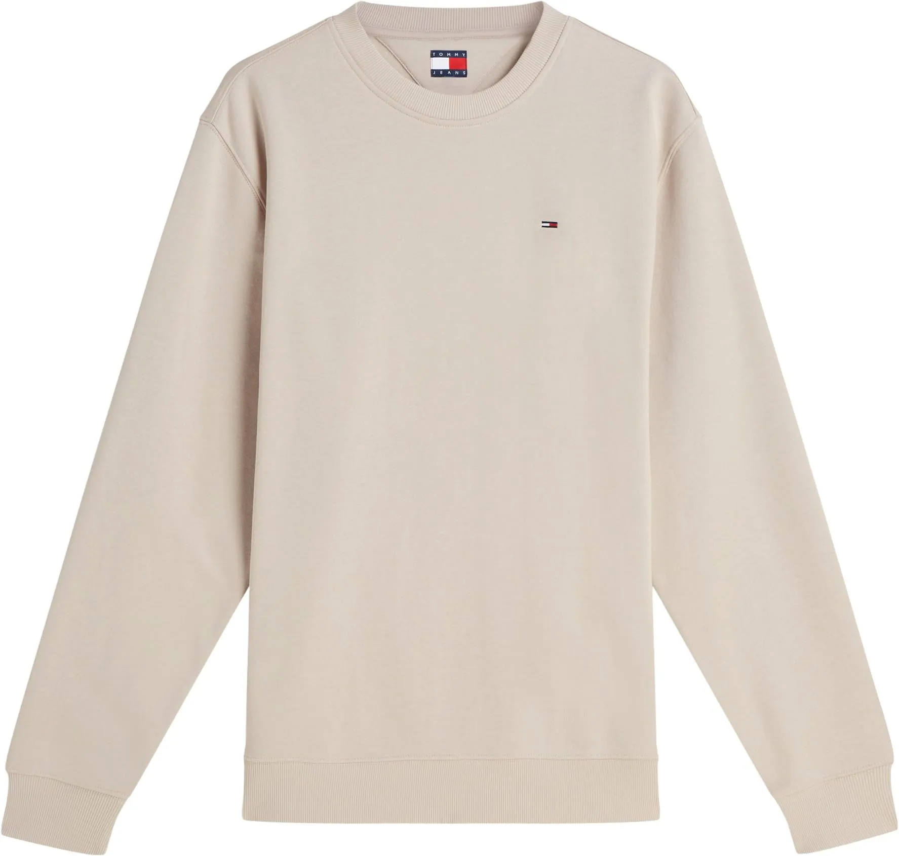 Tommy Jeans Uomo Felpa Regular Fit Flag Fleece Scollo Rotondo, Beige (Classic Beige), S - immagine 7