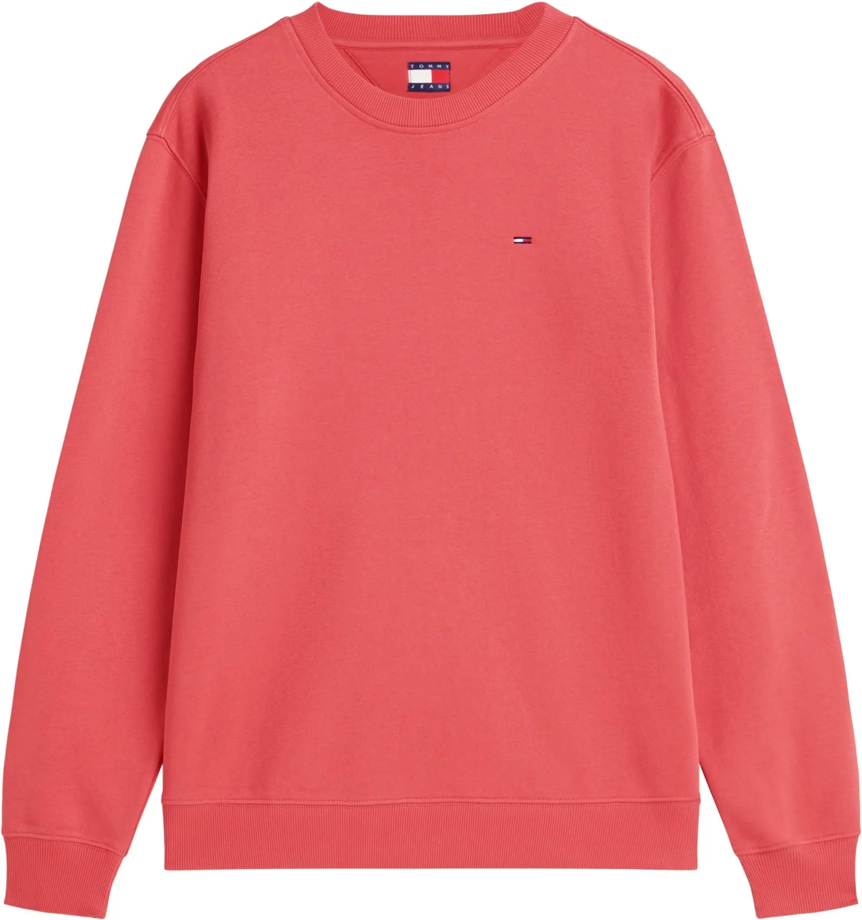 Tommy Jeans Uomo Felpa Regular Fit Flag Fleece Scollo Rotondo, Rosso (Anthem Red), XXL - immagine 5