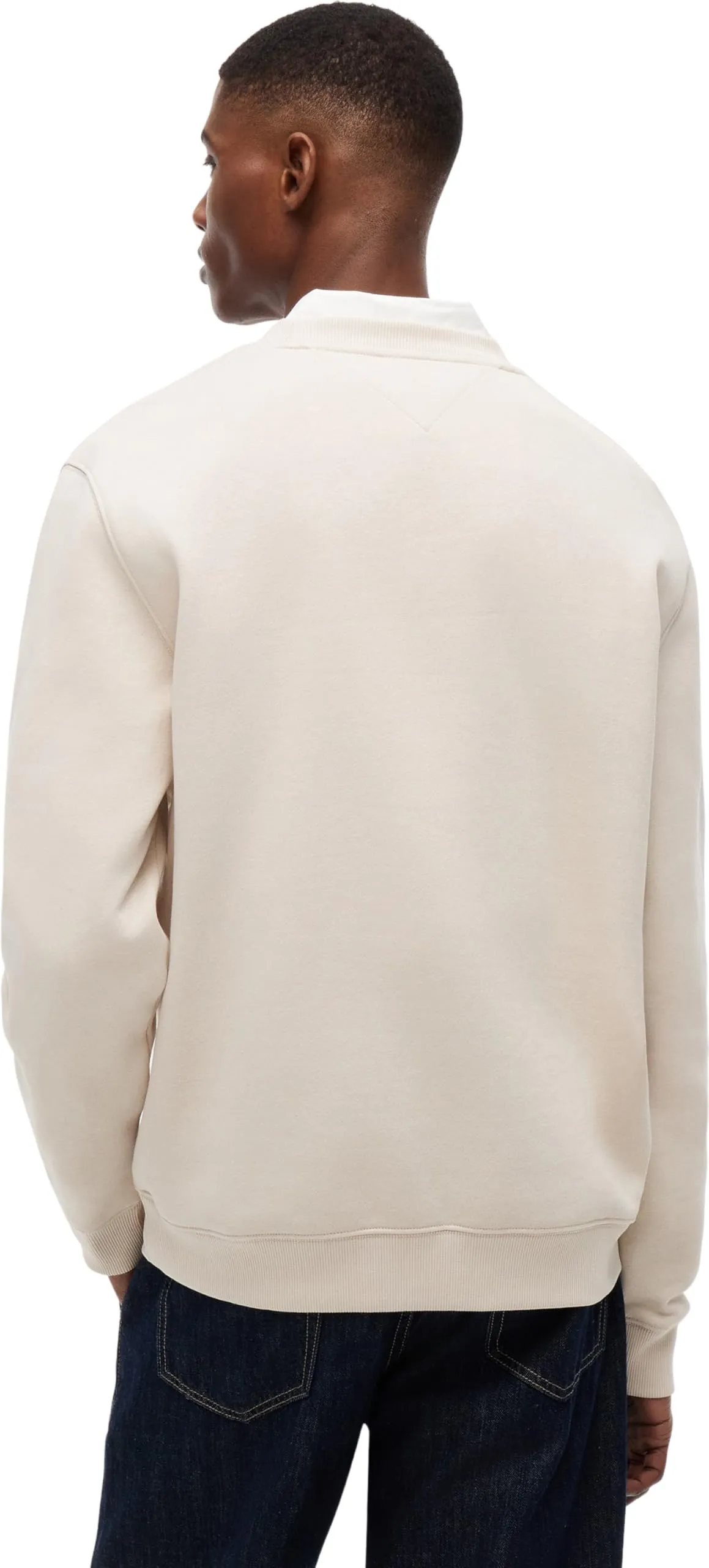 Tommy Jeans Uomo Felpa Regular Fit Flag Fleece Scollo Rotondo, Beige (Classic Beige), XL - immagine 2