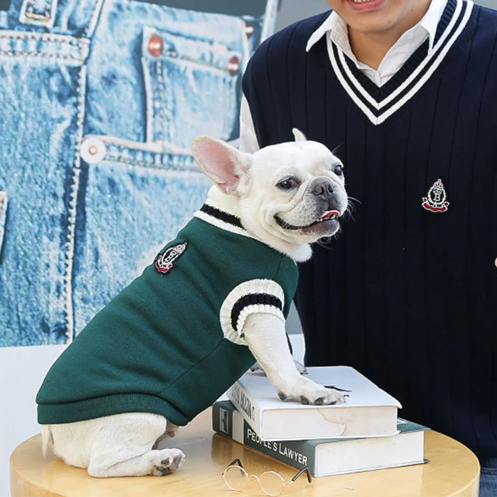 KASESSS 2 Pezzi Maglione Cane Taglia Piccola, Vestiti per Cani Inverno, Cappottino Cane Taglia Piccola Calda, Cappottino per Cani con Interno in Pile Sottile per Freddo Esterno, Verde e rosso, M - immagine 6