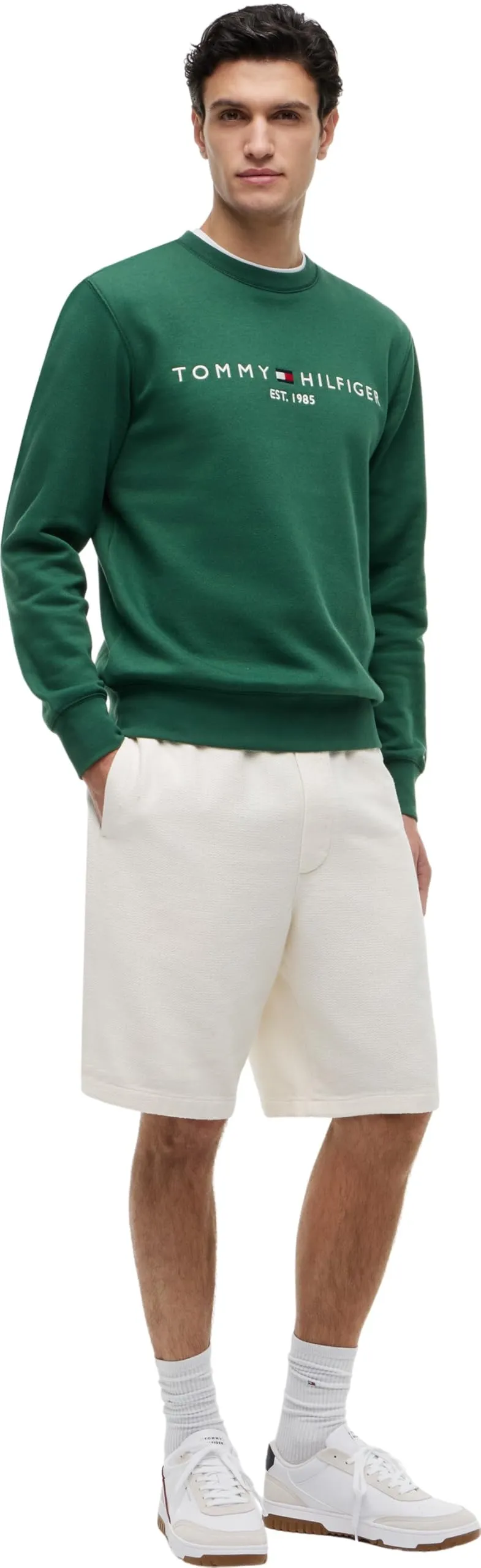 Tommy Hilfiger Uomo Felpa Tommy Logo Senza Cappuccio, Verde (Street Green), S - immagine 4