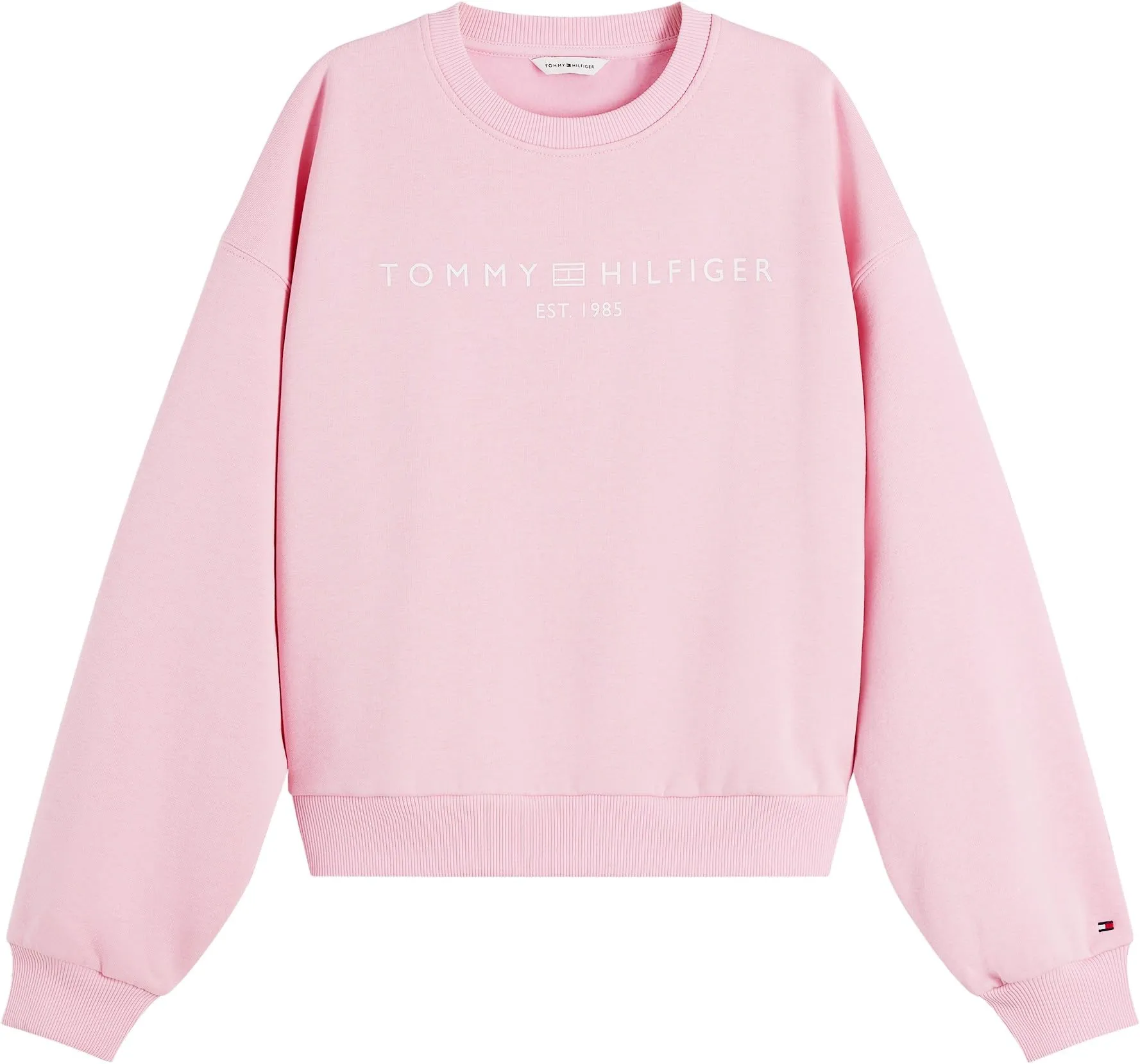 Tommy Hilfiger Donna Felpa Corp Logo Modern Relaxed Fit, Rosa (Classic Pink), L - immagine 5