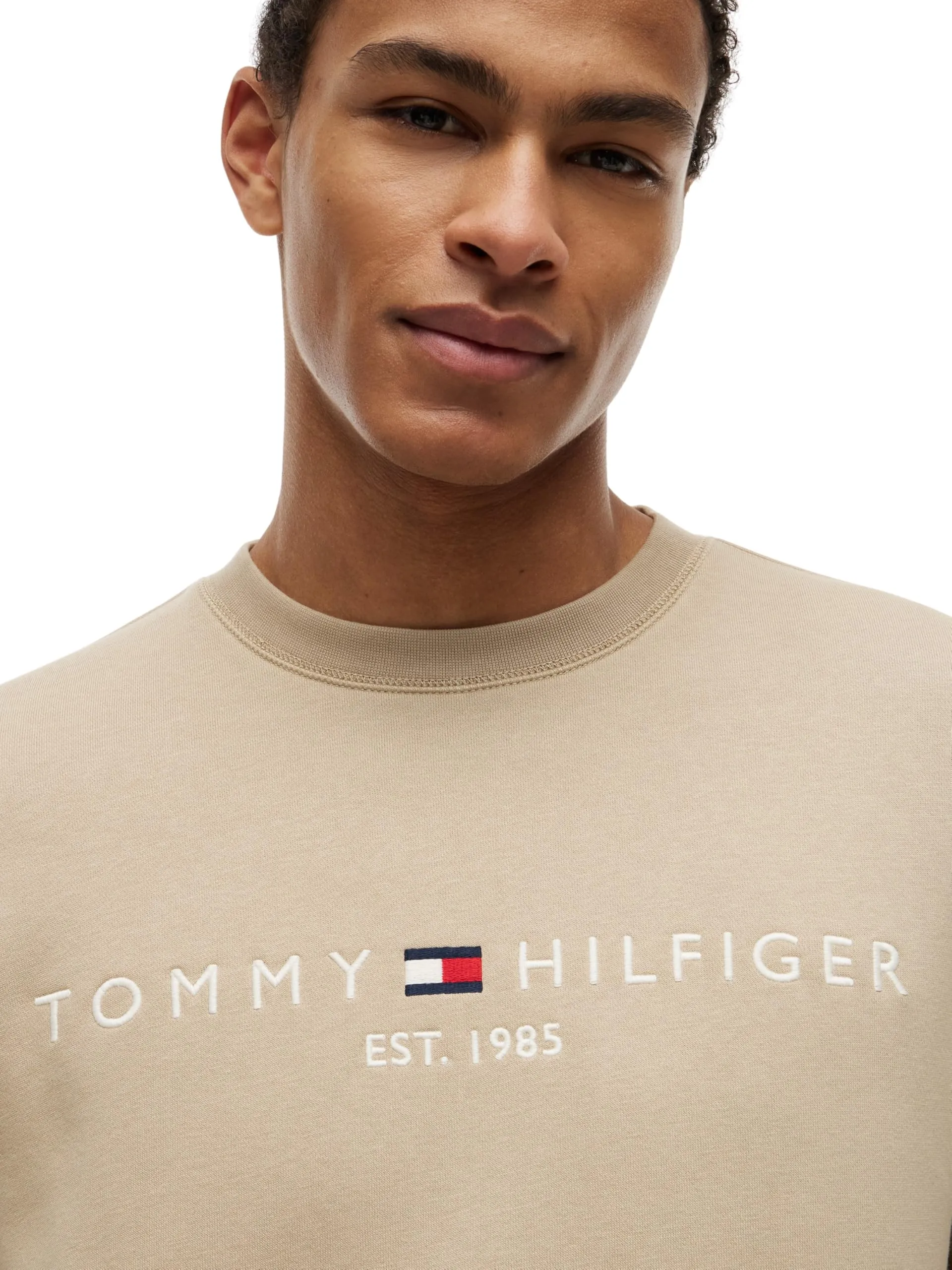 Tommy Hilfiger Uomo Felpa Tommy Logo Senza Cappuccio, Beige (Batique Khaki), XL - immagine 3
