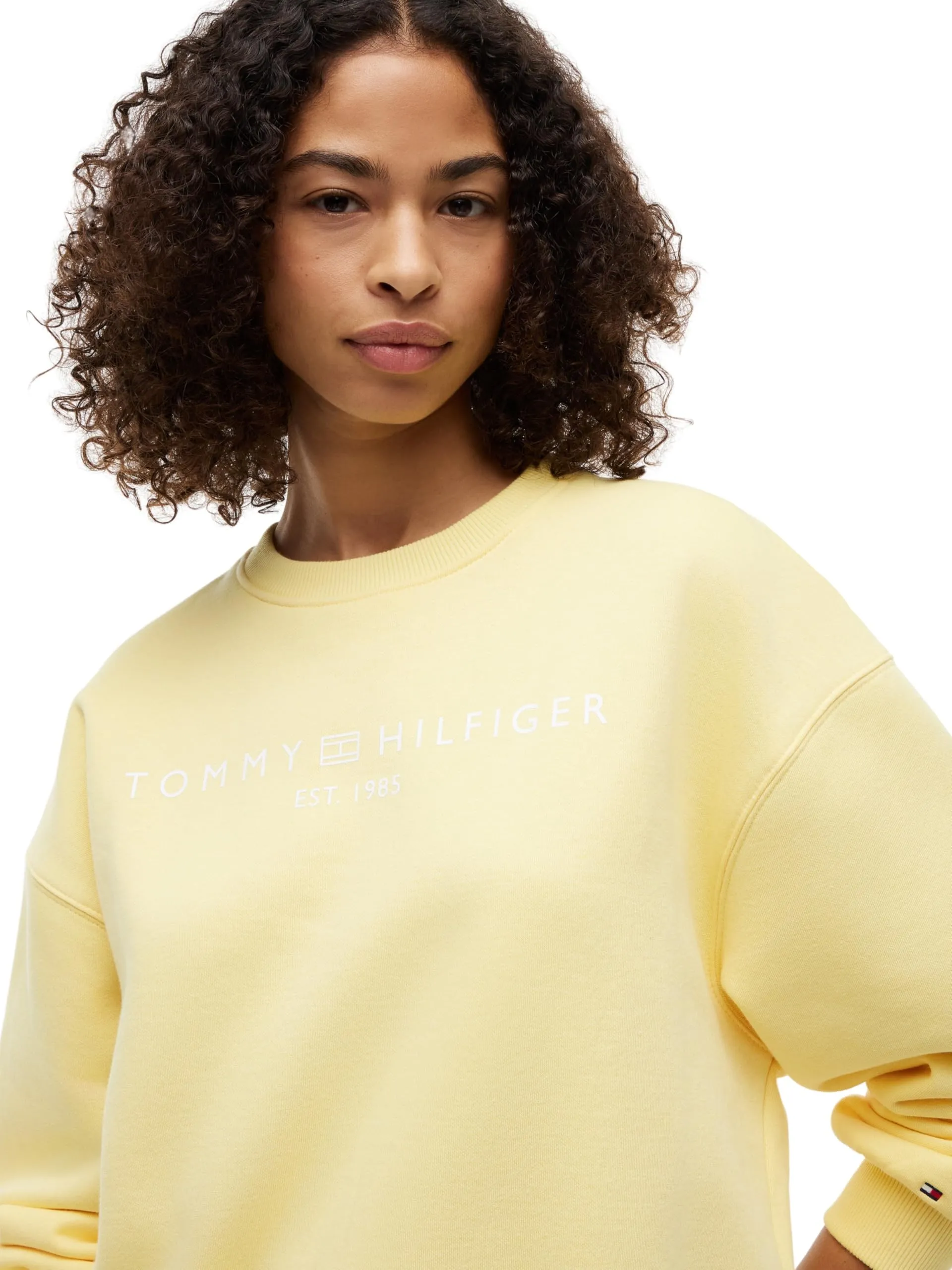Tommy Hilfiger Donna Felpa Corp Logo Modern Relaxed Fit, Giallo (Citronella), XL - immagine 3
