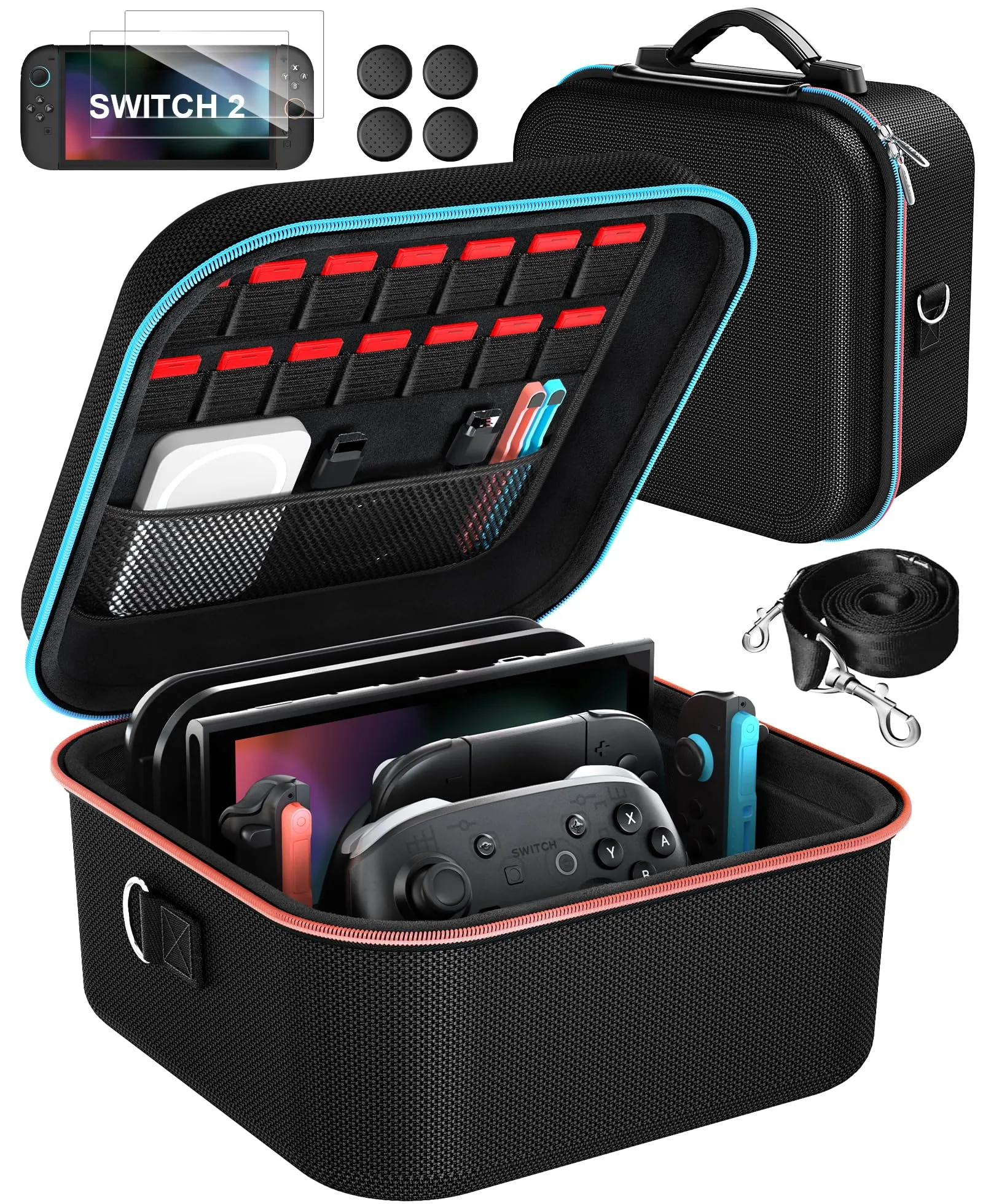 iVoler Custodia di Trasporto compatibile con Nintendo Switch/Nintendo Switch 2, Case da Viaggio Rigido Deluxe per Console Switch e Altri Accessori (Nero, Switch 2, Compatto) - immagine 1