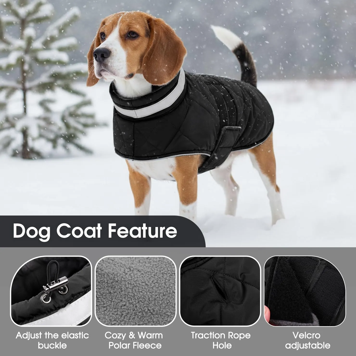ASENKU Cappotto Invernale Impermeabile S per Cane Piccola, Giacca Calda con Strisce Riflettenti, Regolabile, Apertura per Collare,Ideale per Pomerania, Barboncino, Maltese per Usi Esterni - immagine 2