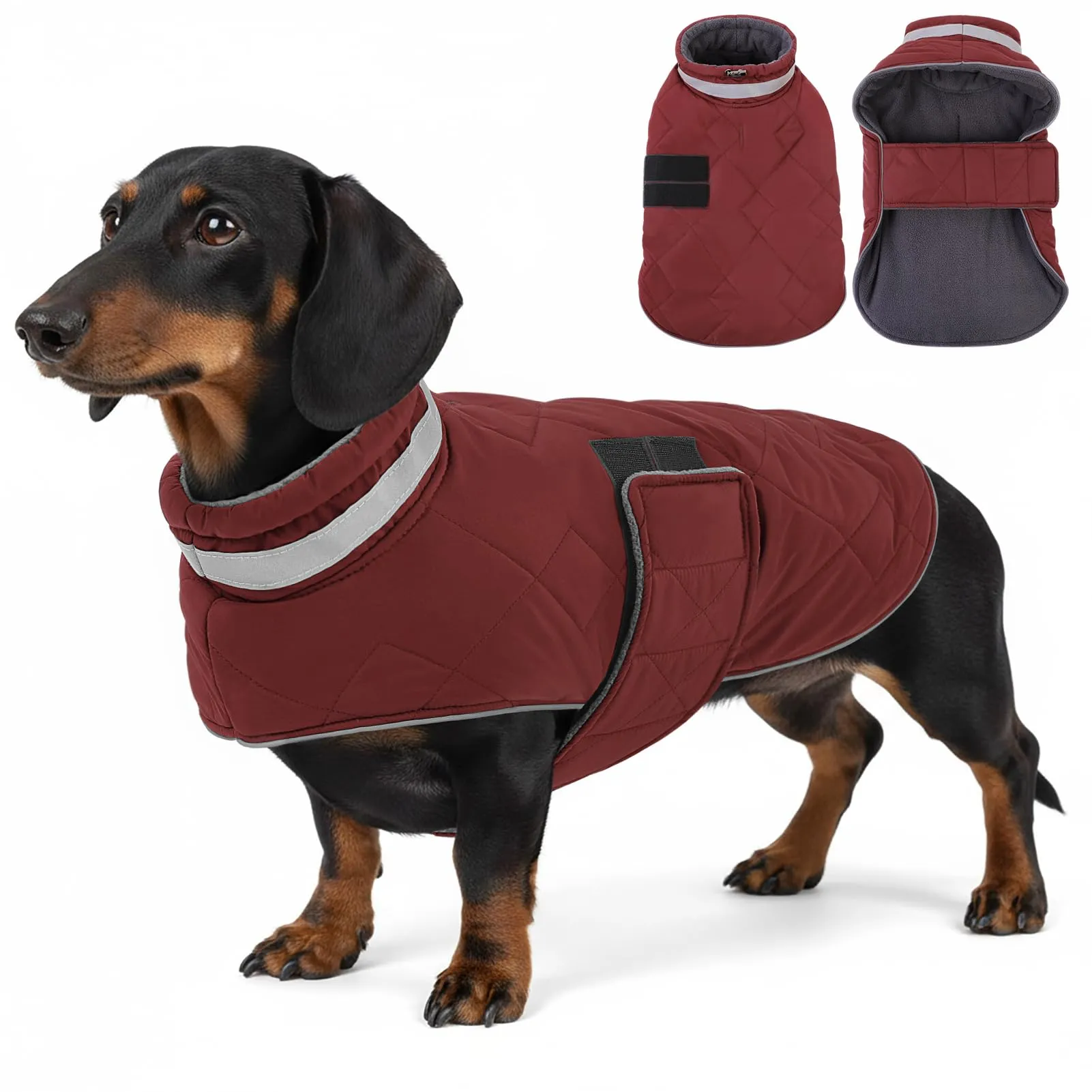 ASENKU Cappotto Invernale Impermeabile S per Cane Piccola, Giacca Calda con Strisce Riflettenti, Regolabile, Apertura per Collare,Ideale per Pomerania, Barboncino, Maltese per Usi Esterni - immagine 1