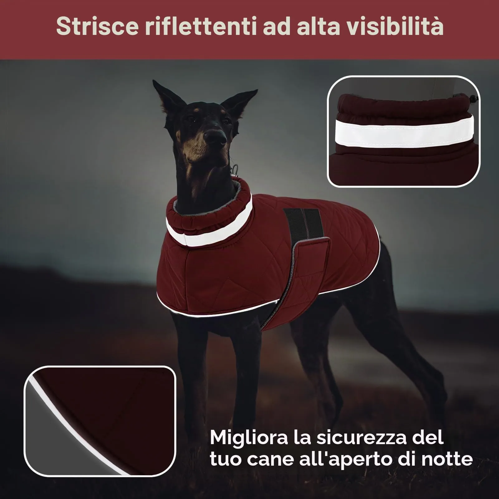 ASENKU Cappotto Invernale Cane XL per Cani Grandi, Impermeabile Antivento, Giacca in Pile Calda con Riflettenti, Regolabile, Apertura Collare – Per Border Collie, Pastore Australiano, Boxer - immagine 4
