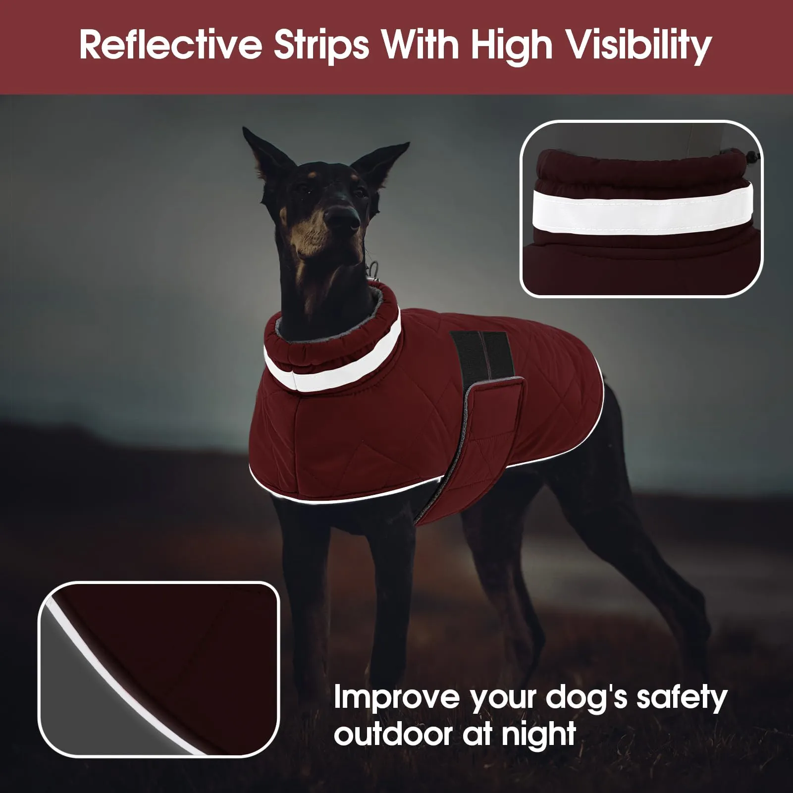 ASENKU Cappotto Invernale Cane 3XL per Cani Molto Grandi, Giacca Calda Impermeabile Antivento, Strappo Regolabile, Strisce Riflettenti – Per Pastore Tedesco, Rottweiler, Alano - immagine 4