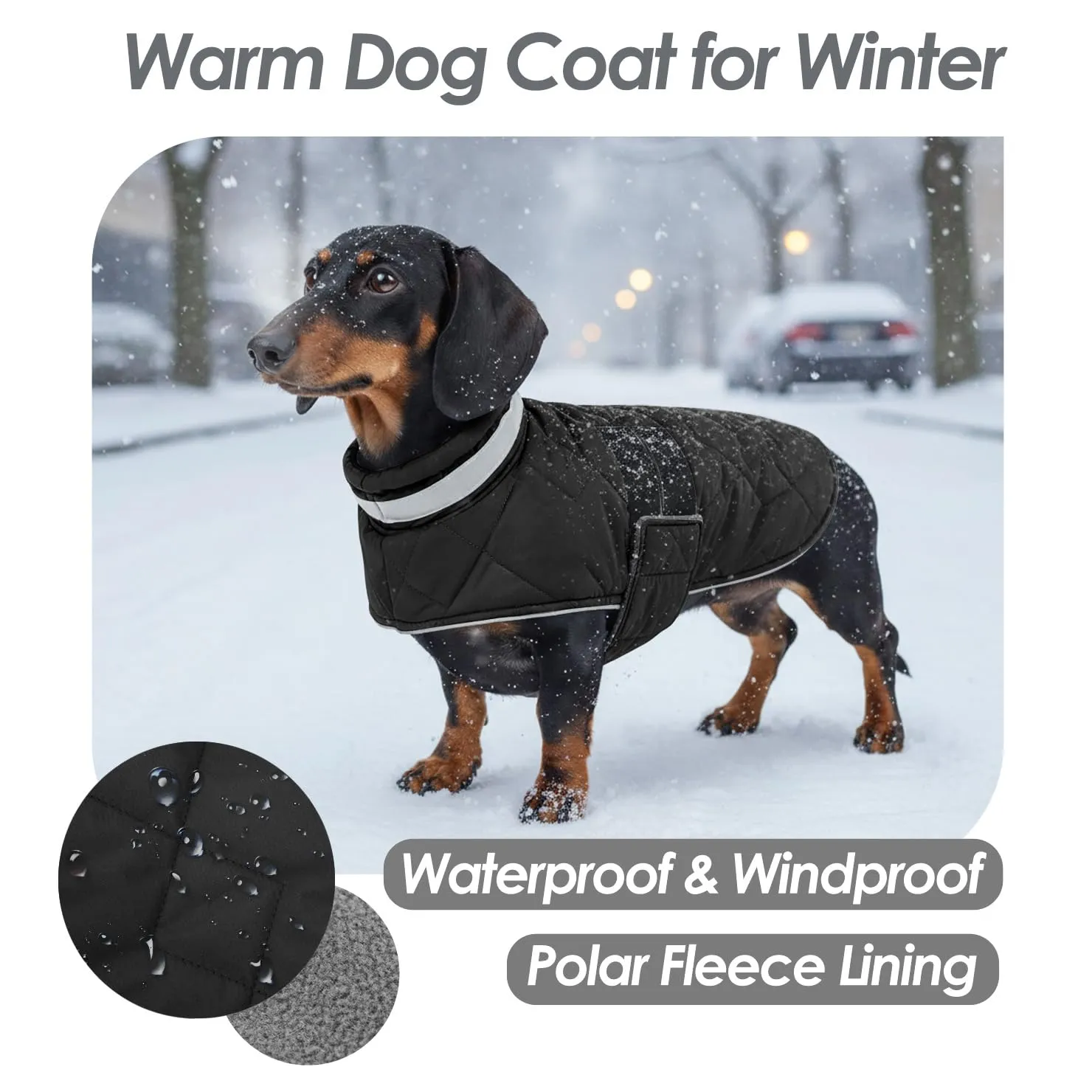 ASENKU Cappotto Impermeabile L per Cane, Giacca Invernale Calda con Riflettenti, Regolabile, Apertura Collare, Gilet Invernale per Per Bulldog Francese, Cocker, Border Collie per Giorni Piovosi - immagine 3