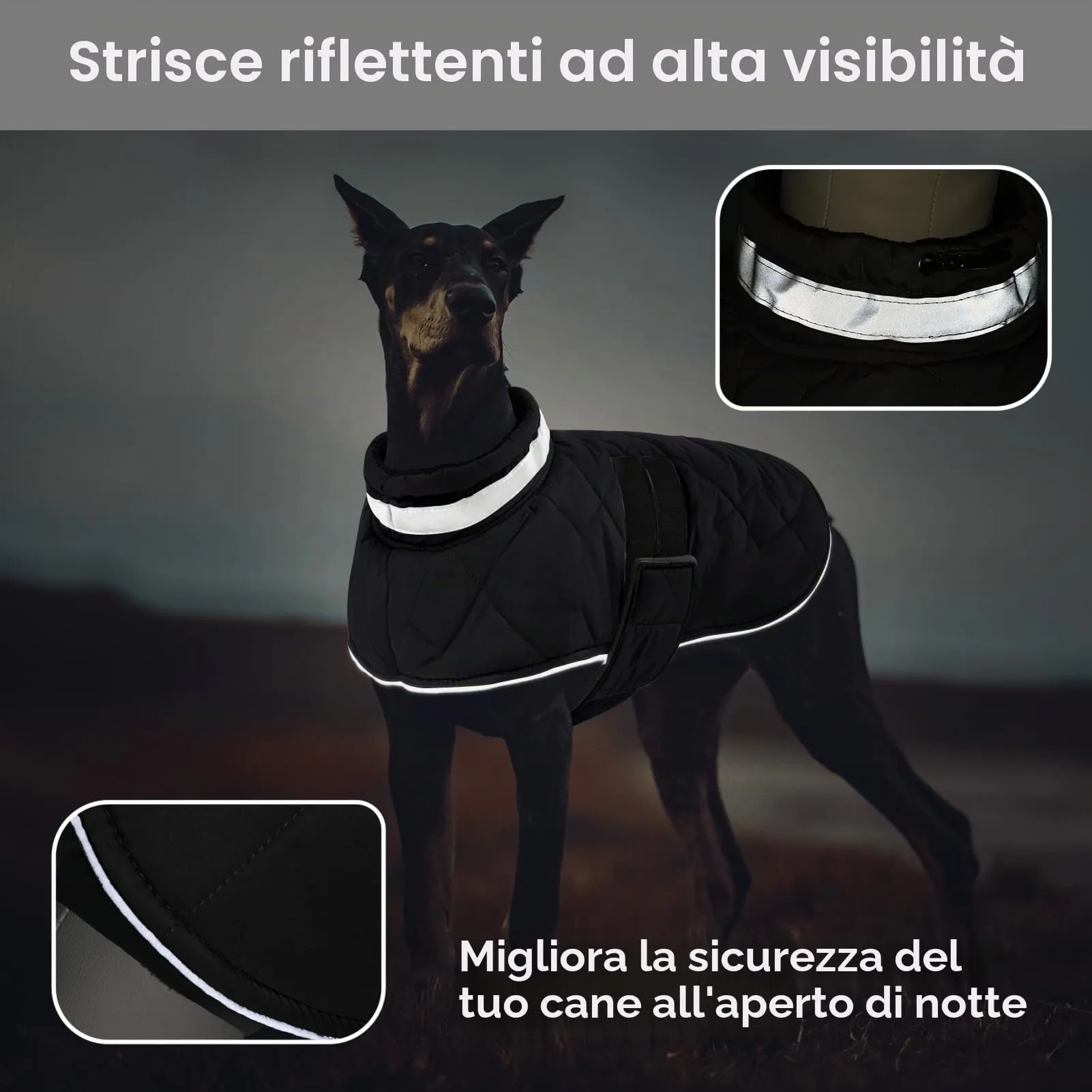 ASENKU Cappotto Impermeabile L per Cane, Giacca Invernale Calda con Riflettenti, Regolabile, Apertura Collare, Gilet Invernale per Per Bulldog Francese, Cocker, Border Collie per Giorni Piovosi - immagine 4