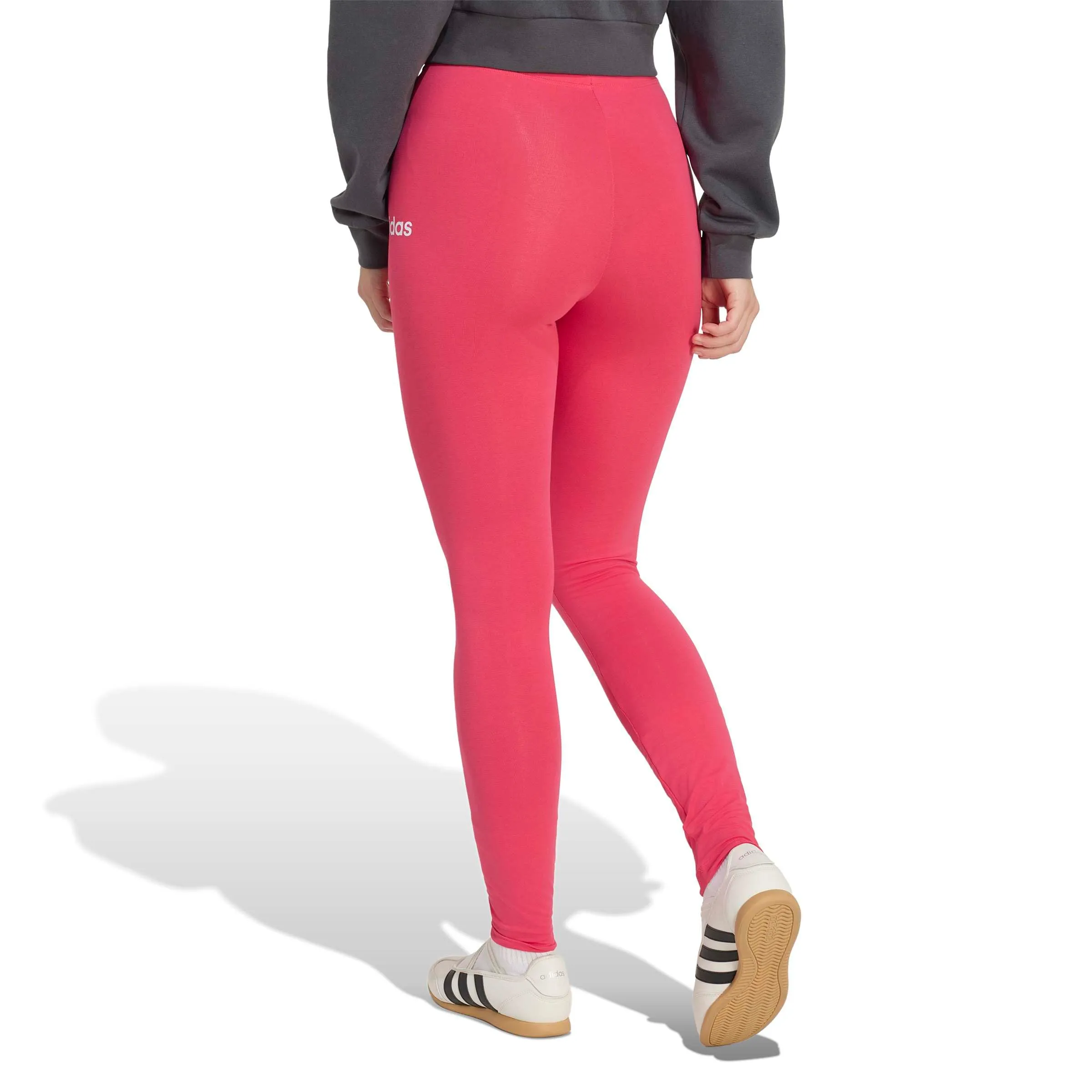 adidas Donna Essentials Linear Cotton Leggings Tights, power pink/white, L - immagine 2