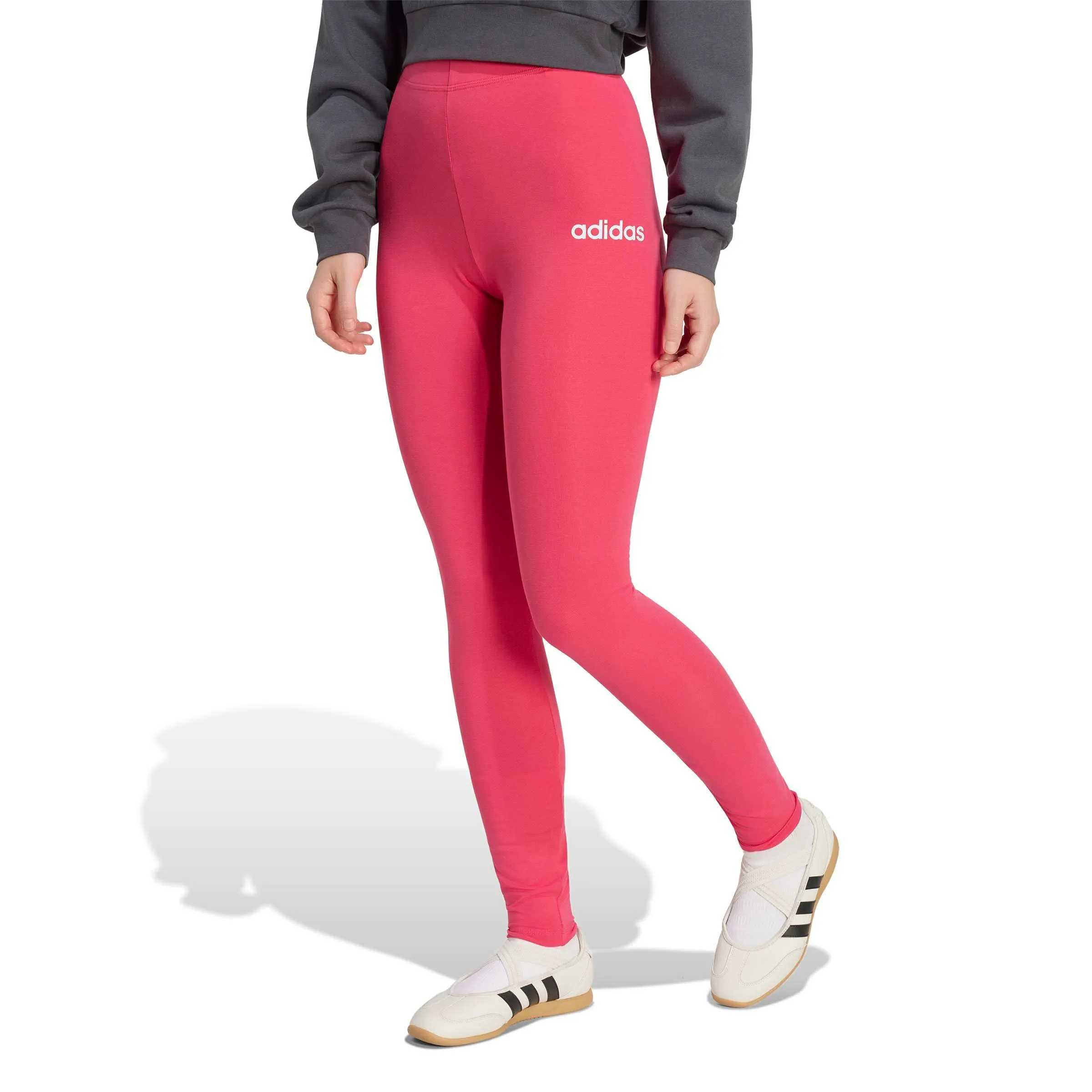 adidas Donna Essentials Linear Cotton Leggings Tights, power pink/white, XS - immagine 3
