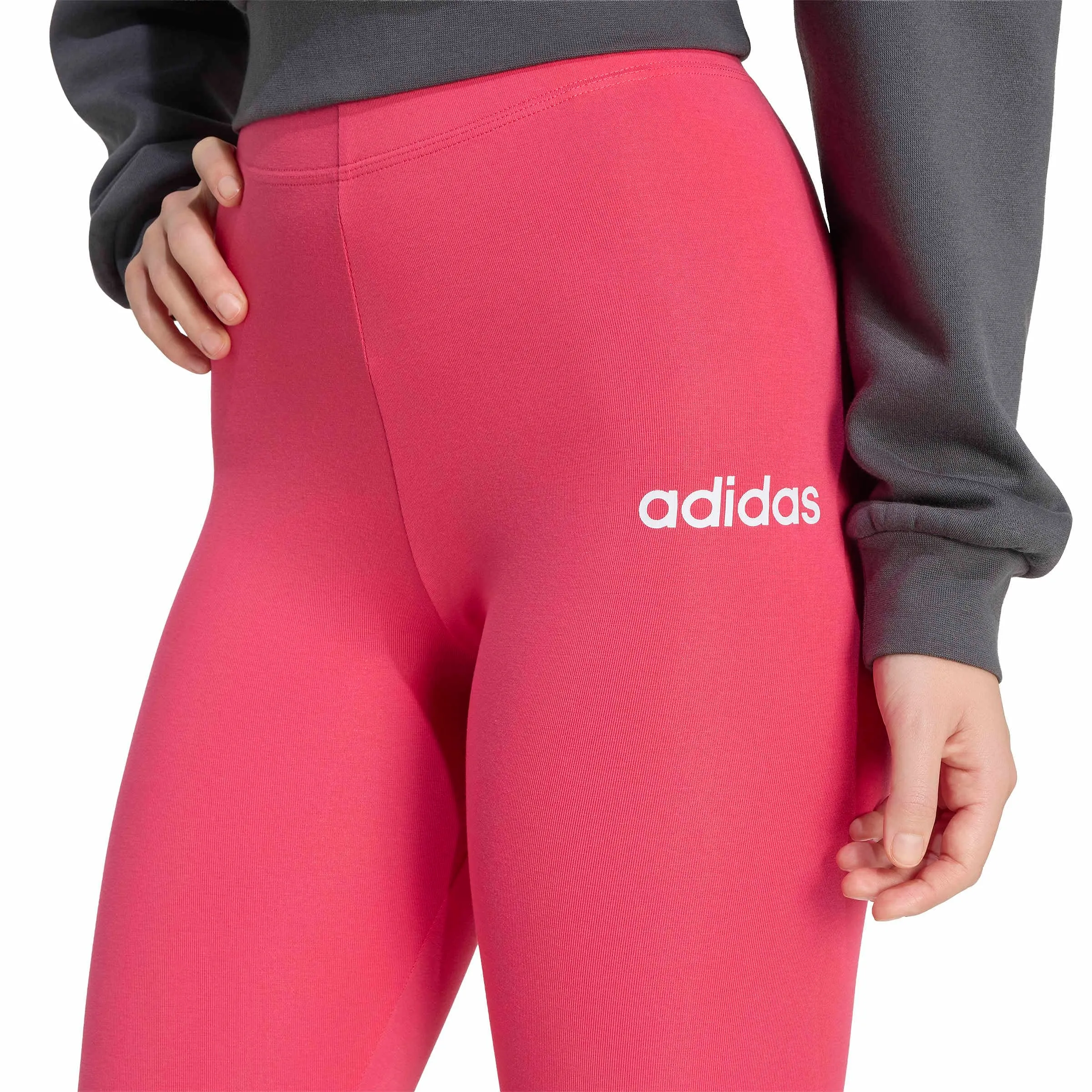 adidas Donna Essentials Linear Cotton Leggings Tights, power pink/white, XS - immagine 4